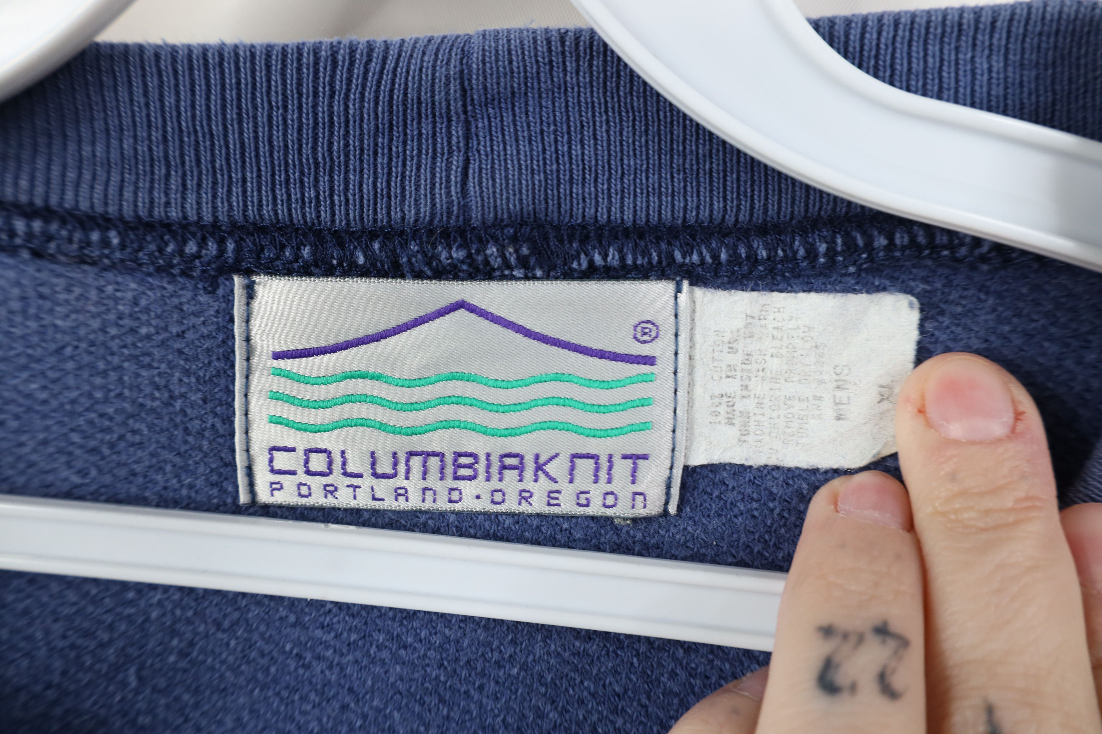 Columbia Vintage 90s Columbia Knit Heavy Thermal Sweatshirt Blue USA Size US XL / EU 56 / 4 - 6 Thumbnail