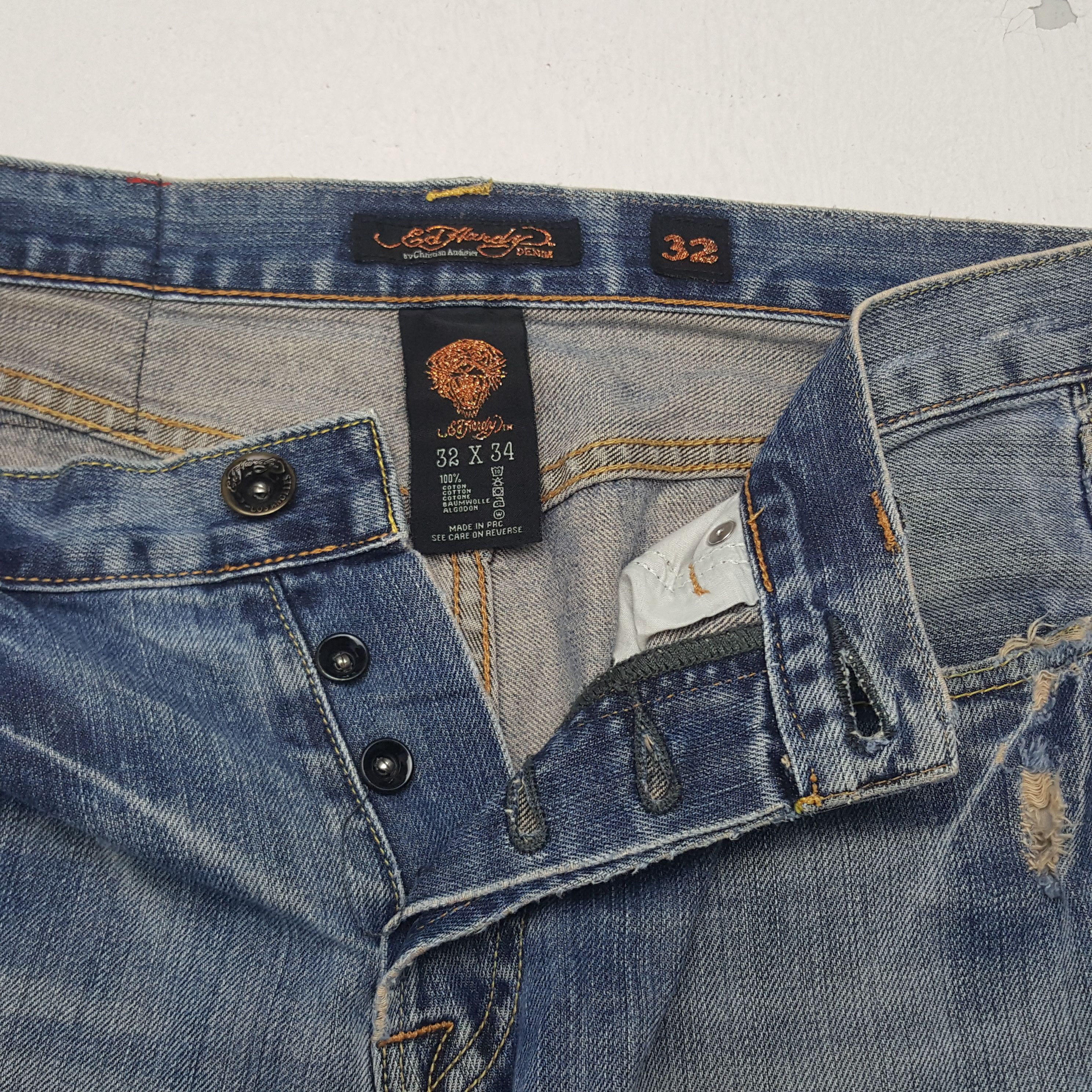 Christian Audigier × Ed Hardy × Vintage Vintage Ed Hardy Christian Audigier Custom Art Denim Jeans Size US 32 / EU 48 - 12 Thumbnail