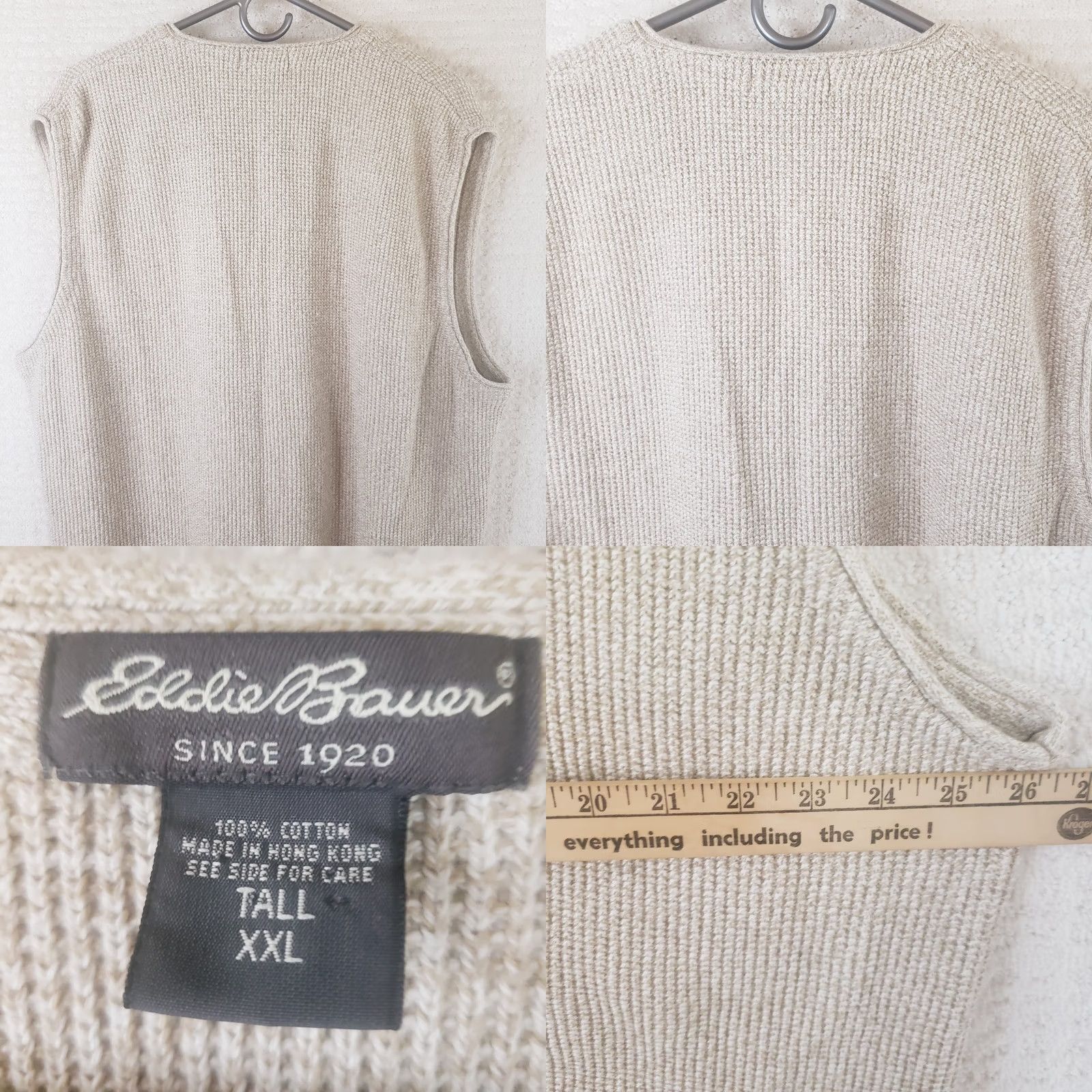 Eddie Bauer VINTAGE Eddie Bauer Sweater Vest Mens 2XLT Beige Button Front Cotton Knit Vest Sweatshirt Size US XXL / EU 58 / 5 - 8 Thumbnail