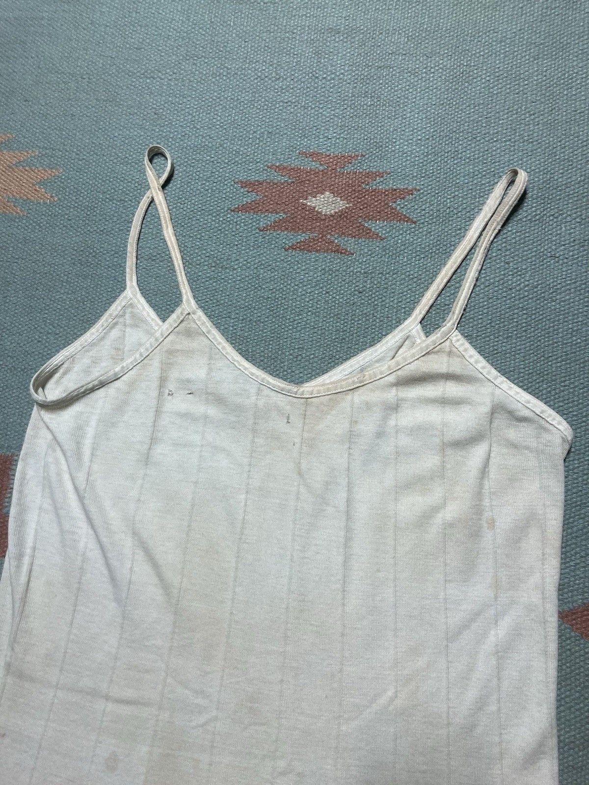Vintage 50s women’s ribbed tank top slip shirt cotton soft large Size S / US 4 / IT 40 - 10 Thumbnail