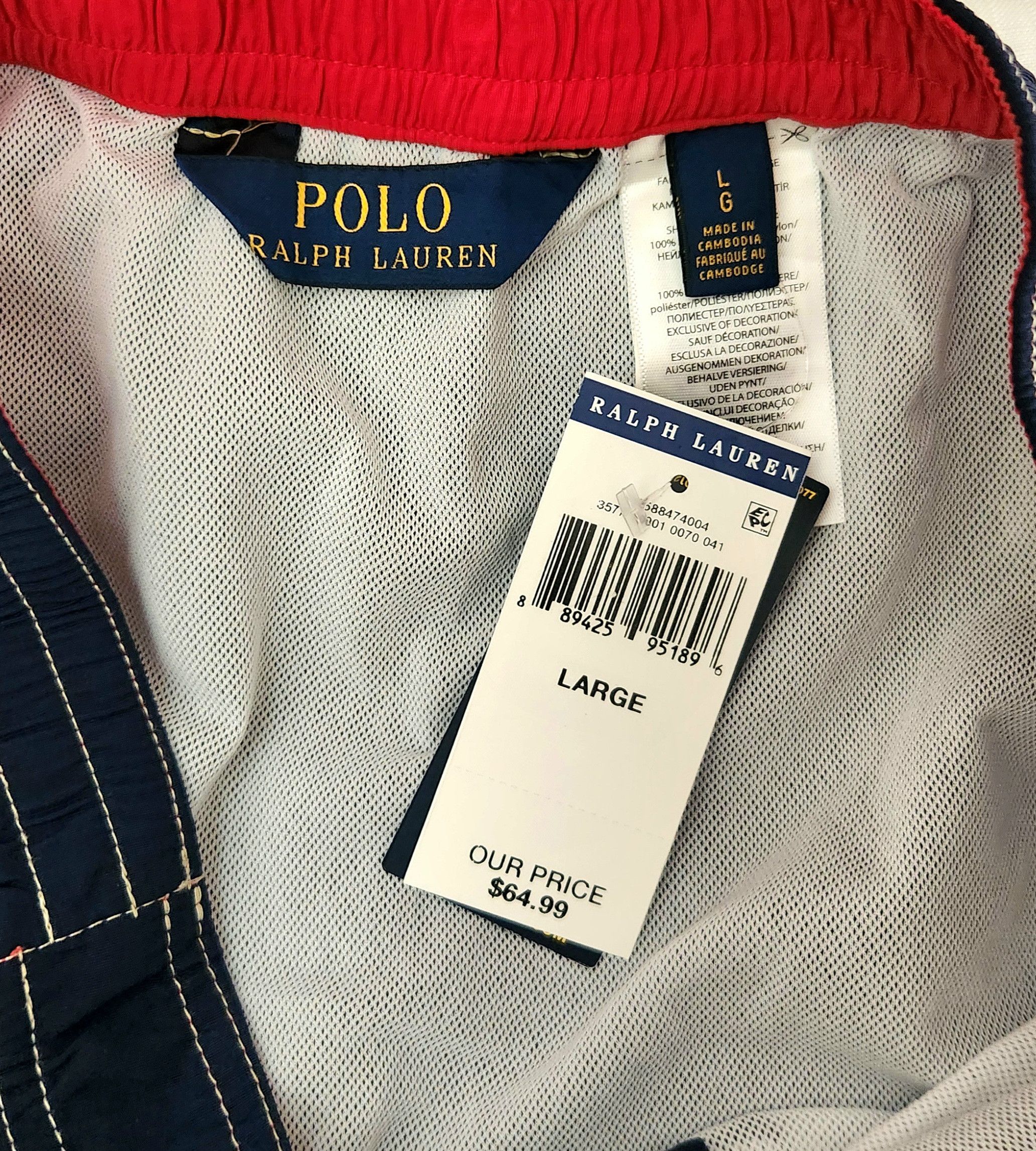 Polo Ralph Lauren Men's POLO RALPH LAUREN Navy Blue Swimsuit Trunks SZ Large Size US 36 / EU 52 - 4 Thumbnail