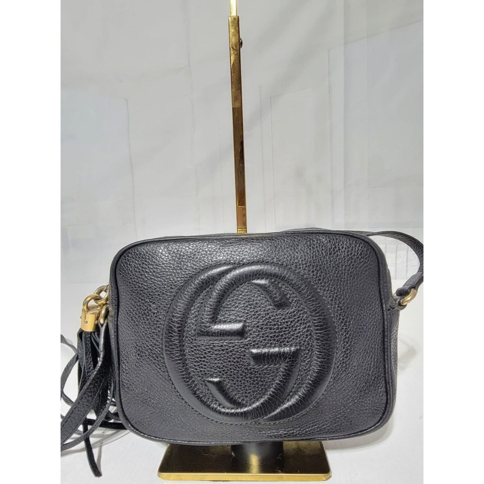 Gucci Authentic GUCCI Pebbled Calfskin Small Soho Disco Bag Black Size ONE SIZE - 6 Thumbnail