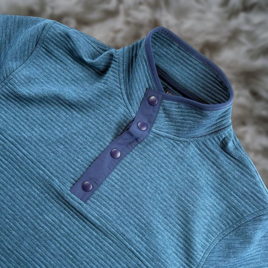 J. Crew Men’s Sweatshirt Performance Authentic Fleece Snap Blue Medium Mens