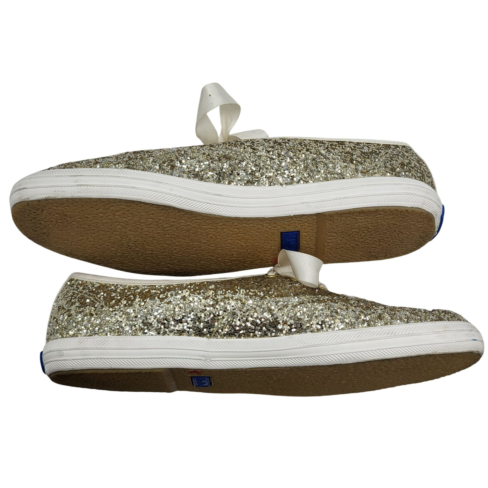 Keds Keds X Kate Spade Gold Glitter Sparkle White Sneakers Satin Size US 8 / IT 38 - 9 Thumbnail
