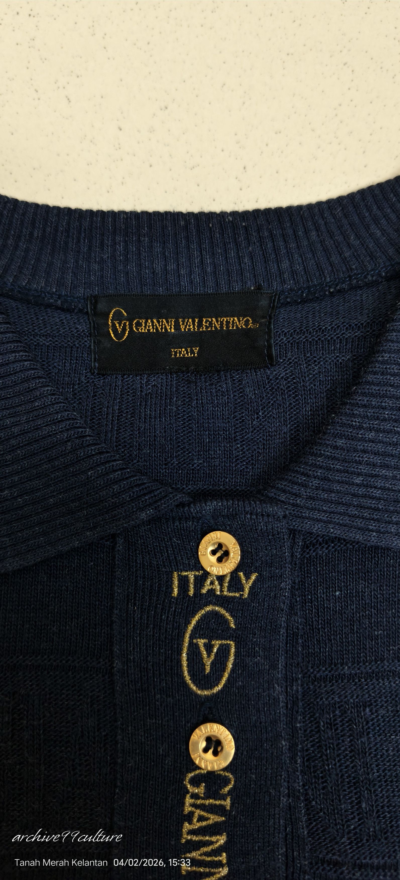 Gianni Valentino Gianni Valentino Italy Monogram Embossed Knit Polo Shirt Size US M / EU 48-50 / 2 - 5 Thumbnail