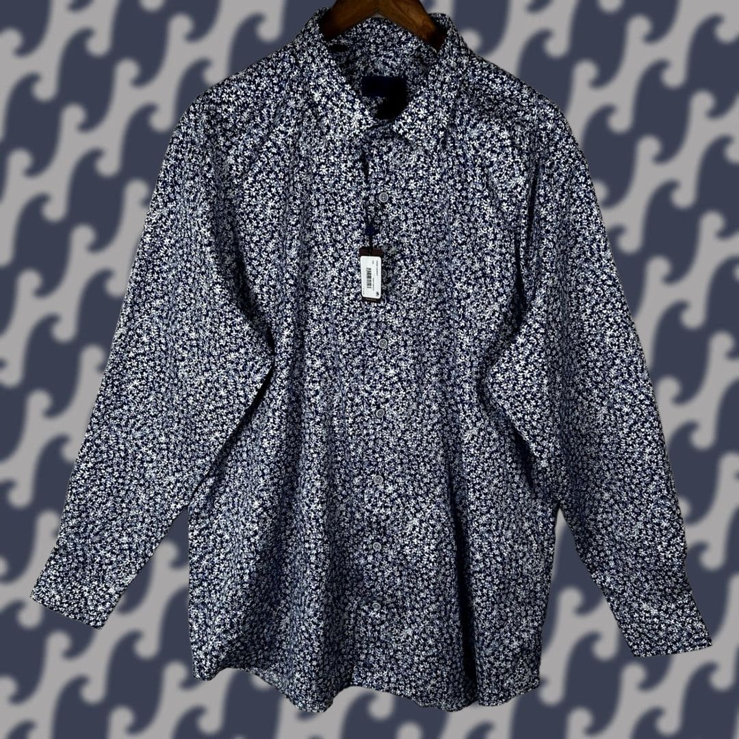 David Donahue David Donahue Mens XXL Navy White Floral Button-Down Shirt CBSM10409407 NWT Size US XXL / EU 58 / 5 - 1 Thumbnail