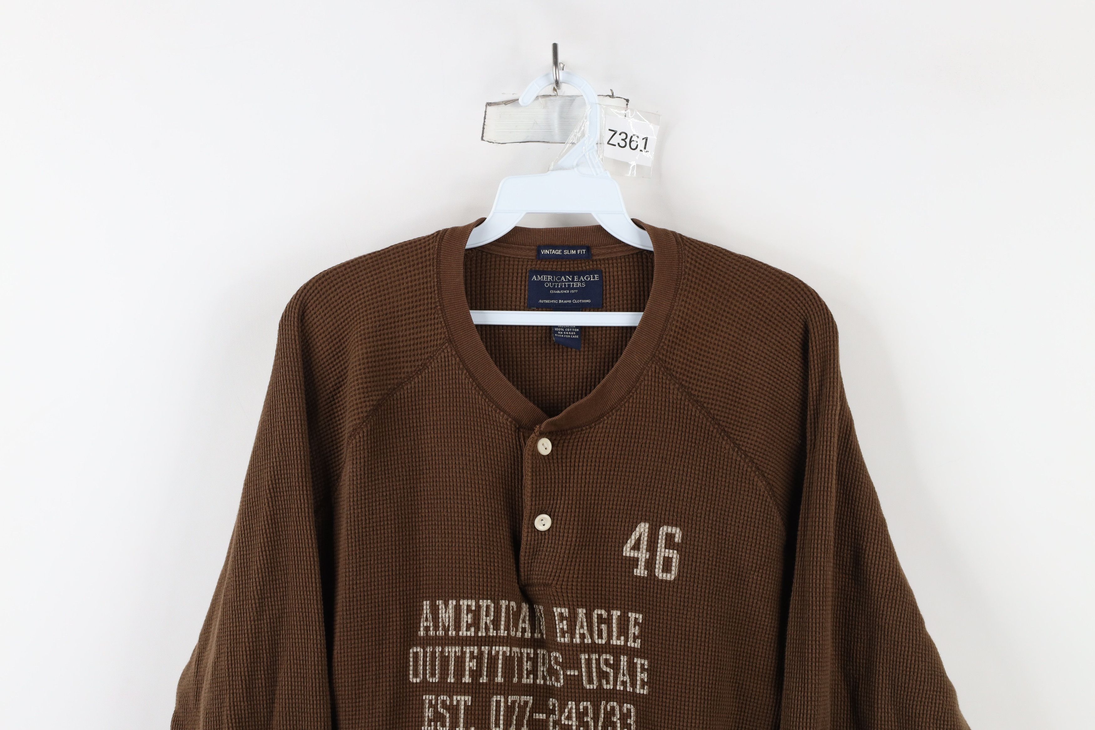 American Eagle Outfitters × Vintage Vintage American Eagle Outfitters Waffle Knit Henley T-Shirt Size US L / EU 52-54 / 3 - 2 Thumbnail