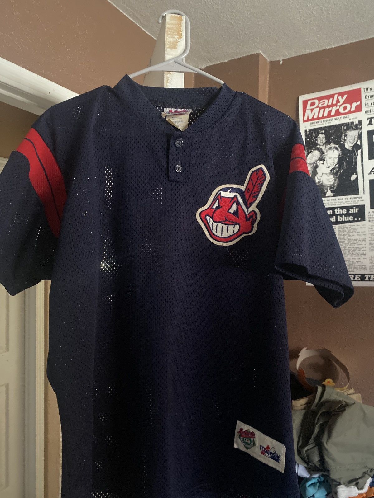 Majestic Vintag Majestic Cleveland Indians Chief Wahoo Batting Jersey Size US L / EU 52-54 / 3 - 1 Thumbnail