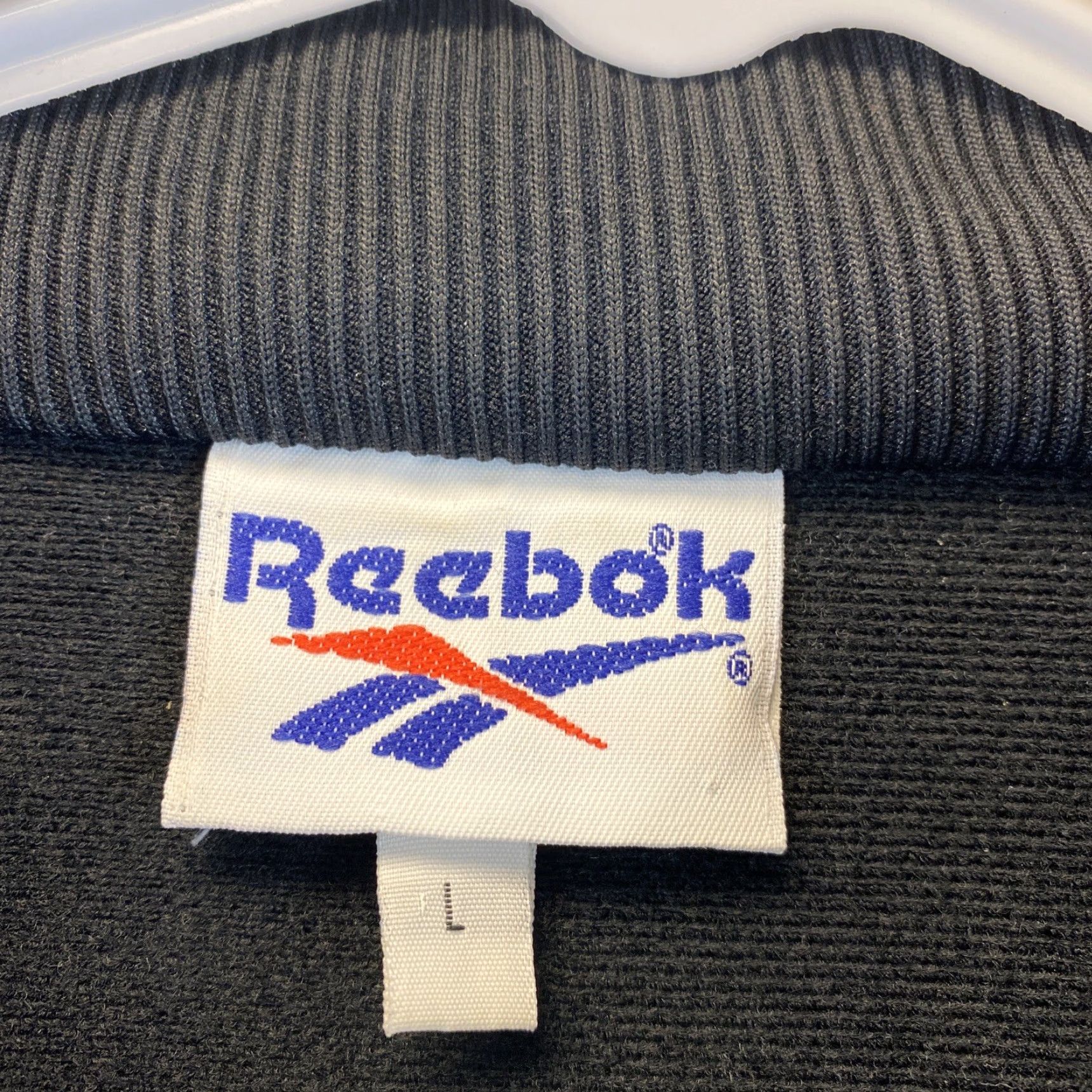 Reebok VINTAGE Reebok Track Jacket Mens L Navy Black 90s Full Zip Woven Vector Full Zip Regular 42-50 Men Size US 33 - 7 Thumbnail