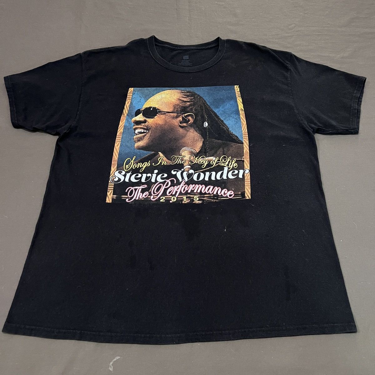 Band Tees × Rap Tees × Star Of Hollywood Stevie Wonder The Performance 2015 Tour Promo Tee 2XL Size US XXL / EU 58 / 5 - 3 Thumbnail