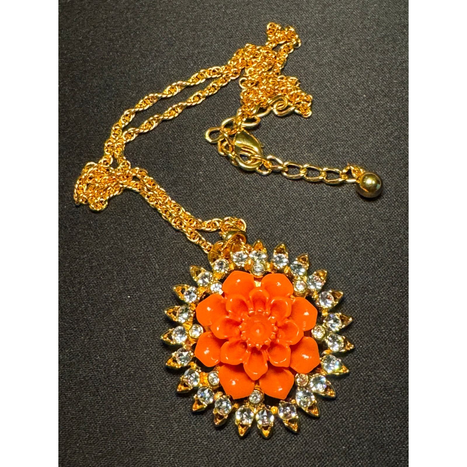 Other Vintage Kenneth Lane Orange Flower Crystals 22in Necklace Size ONE SIZE - 1 Thumbnail