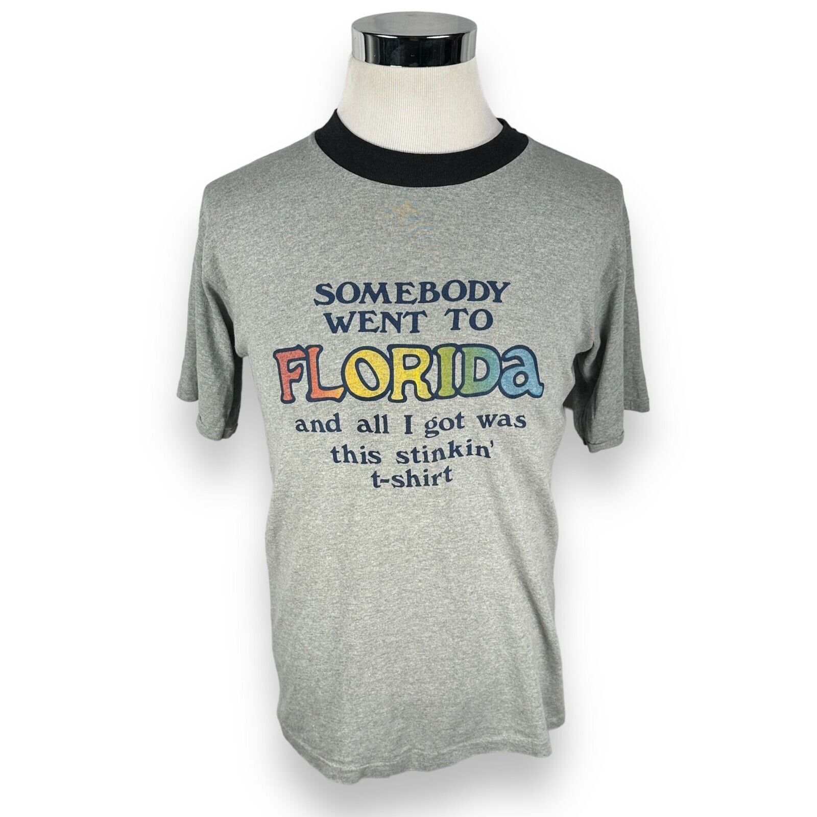 The Unbranded Brand Vintage Florida Stupid T-Shirt Mens Large Novelty 80s Gray Size US L / EU 52-54 / 3 - 1 Thumbnail