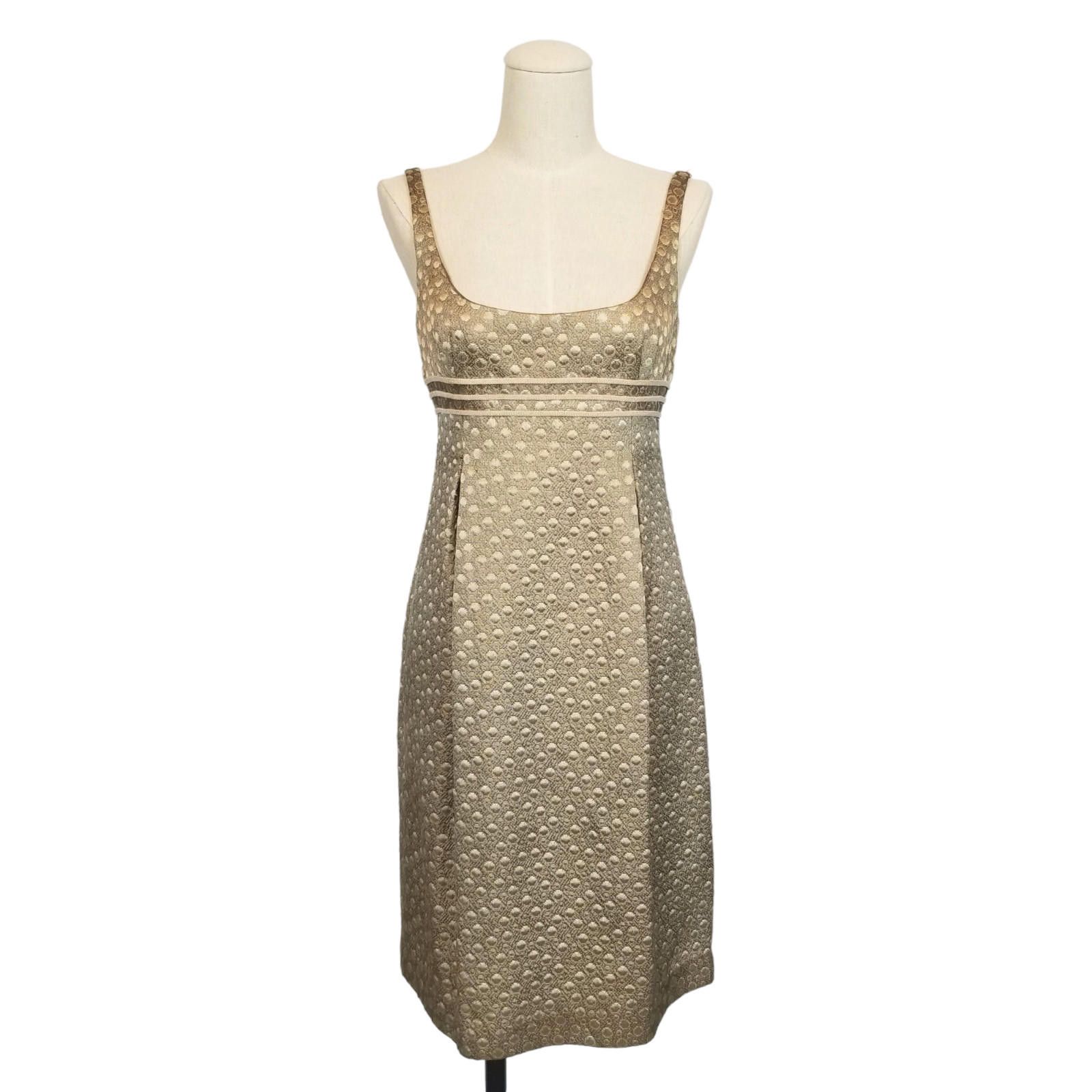 Designer Carmen Marc Valvo Metallic Gold Brocade Dress Sz 2 Size XS / US 0-2 / IT 36-38 - 1 Thumbnail