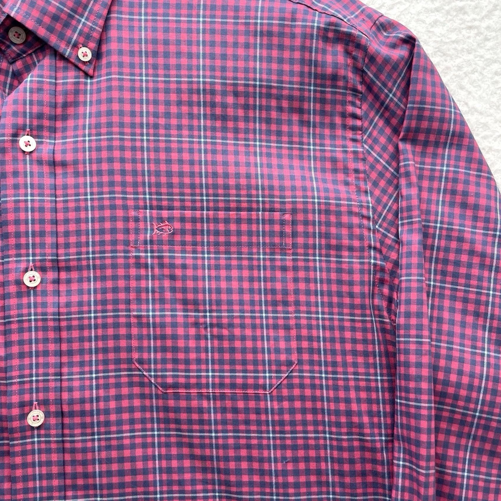Southern Tide Southern Tide Shirt Mens XL Classic Fit Red Blue Gingham Check Plaid Preppy Fish Size US XL / EU 56 / 4 - 5 Thumbnail