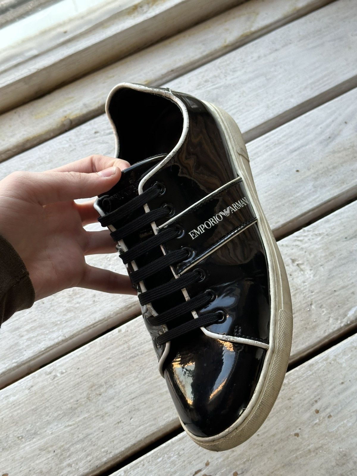 Designer × Emporio Armani × Giorgio Armani 🚨ARMANI BLACK SHOES MINIMALISM SNEAKERS MONOGRAM LUXURY Size US 6 / EU 39 - 10 Thumbnail
