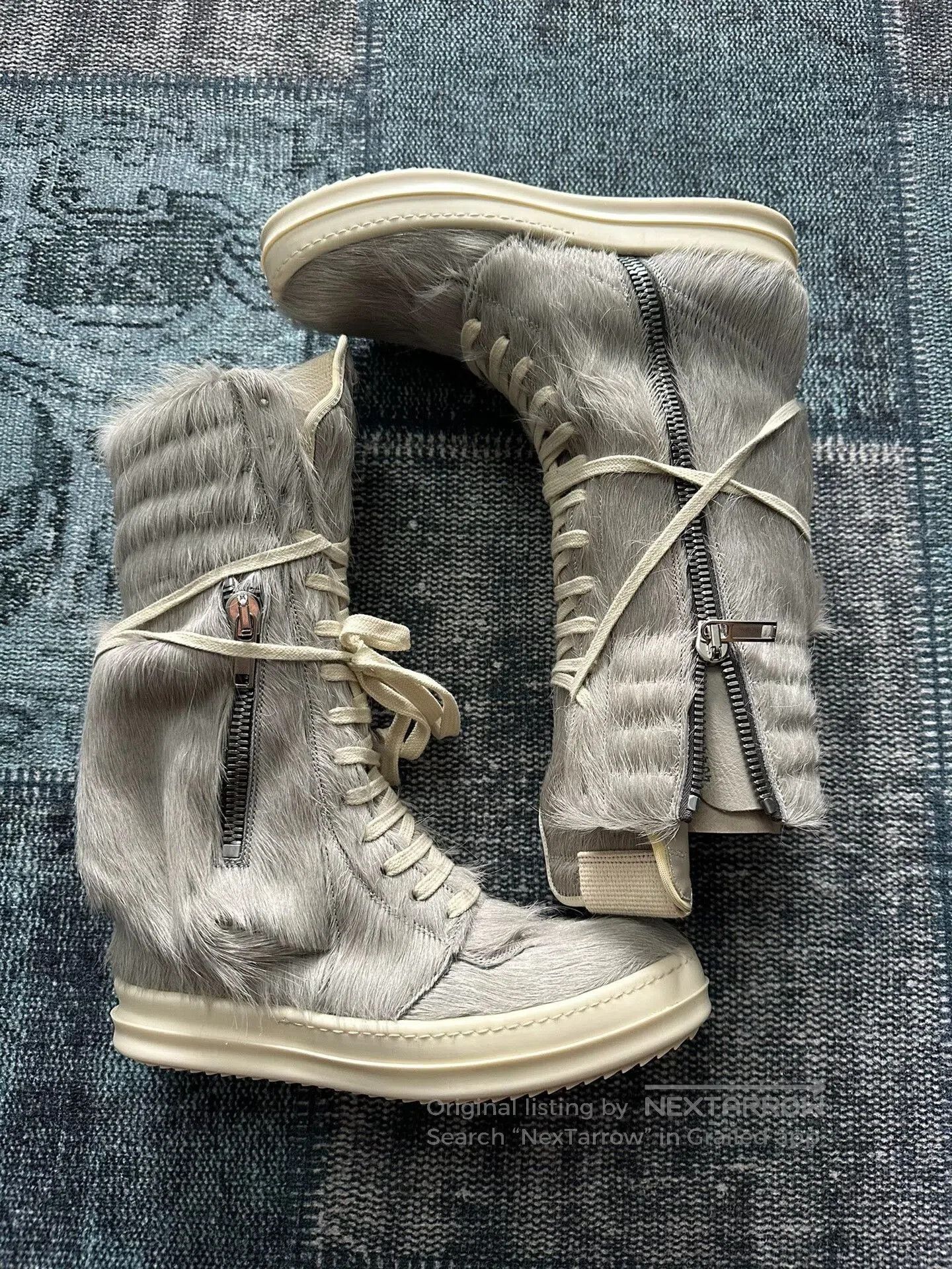 Rick Owens Rick Owens Gray Cow Hair Cargo Boots. Size US 6 / IT 36 - 2 Thumbnail