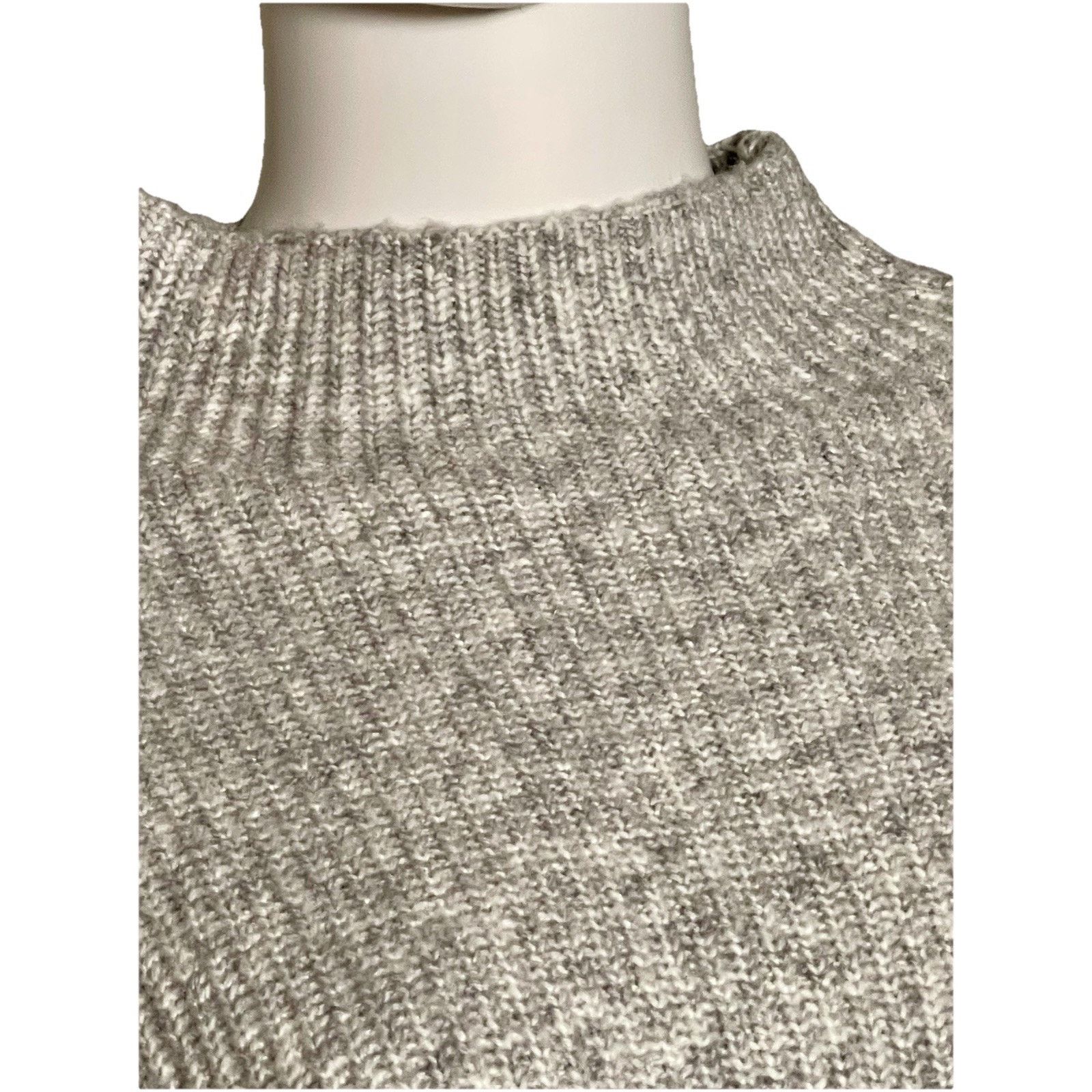 Ann Taylor Ann Taylor Petite Small Heather Gray Mock Turtleneck Sweater Size S / US 4 / IT 40 - 2 Thumbnail