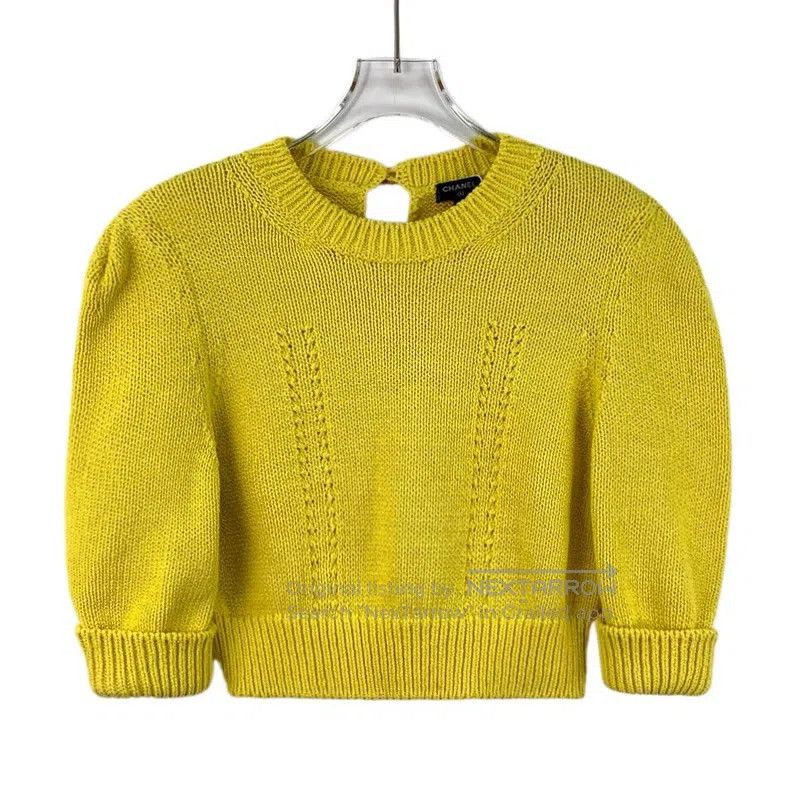 Chanel Chanel Yellow cotton round-neck short-sleeved knitted swea Size XS / US 0-2 / IT 36-38 - 1 Thumbnail
