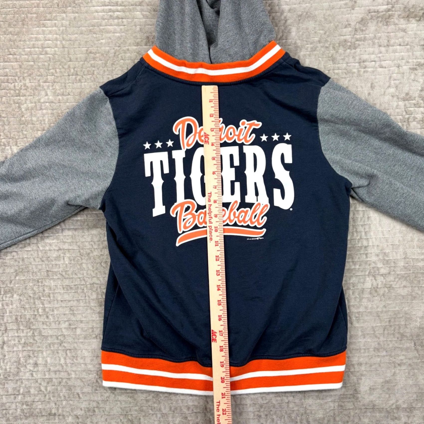 Vintage Detroit Tigers 5th & Ocean Full Zip Hoodie Navy Grey Orange M Baseball Embroidered Logo Pockets Varsity Jacket Style Shirt Mens Size US M / EU 48-50 / 2 - 6 Thumbnail