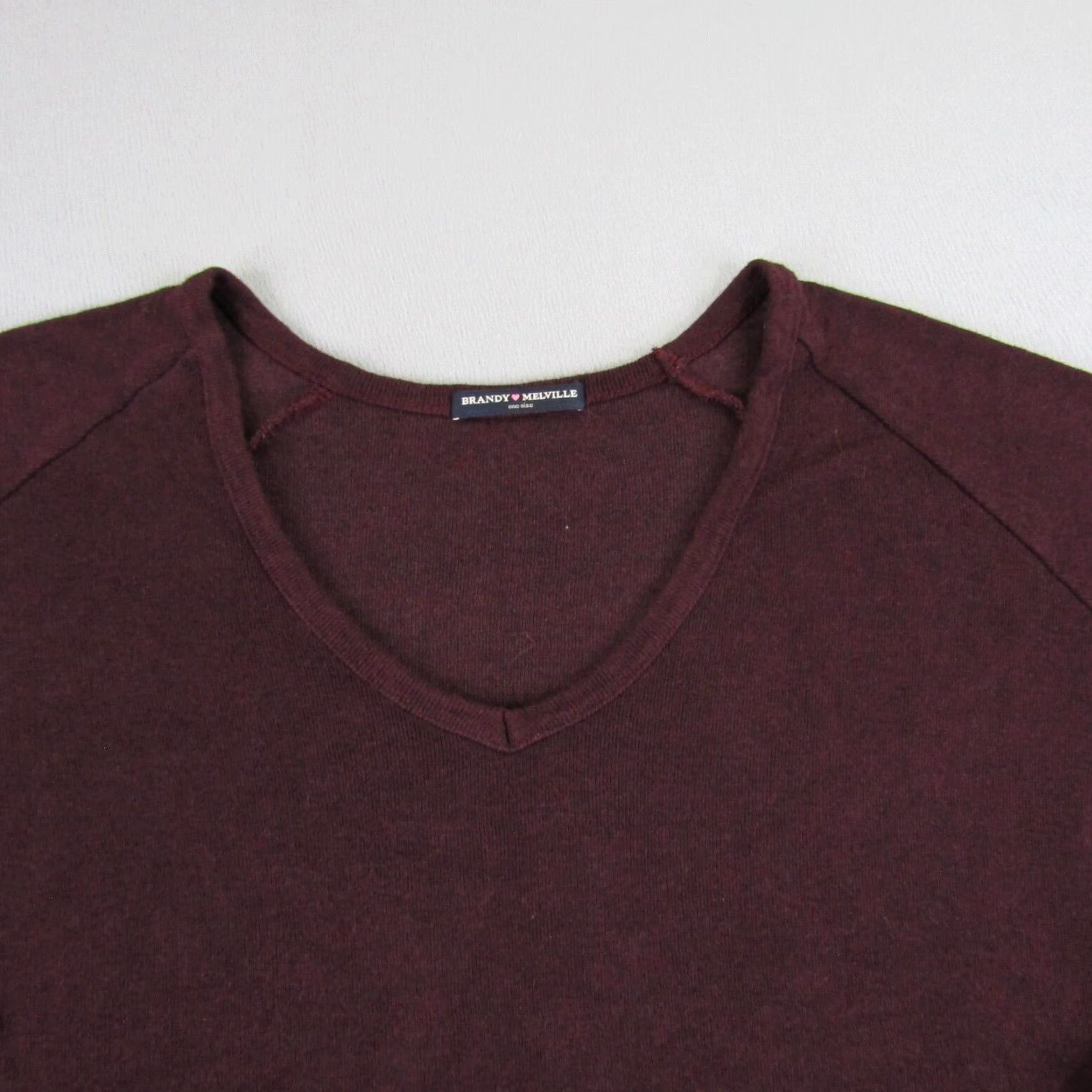Brandy Melville Brandy Melville Sweater Shirt Womens One Size Red Raglan Low Cut Pullover Knit Wool Cashmere Blend Vintage-Style Pullover Size ONE SIZE - 4 Thumbnail