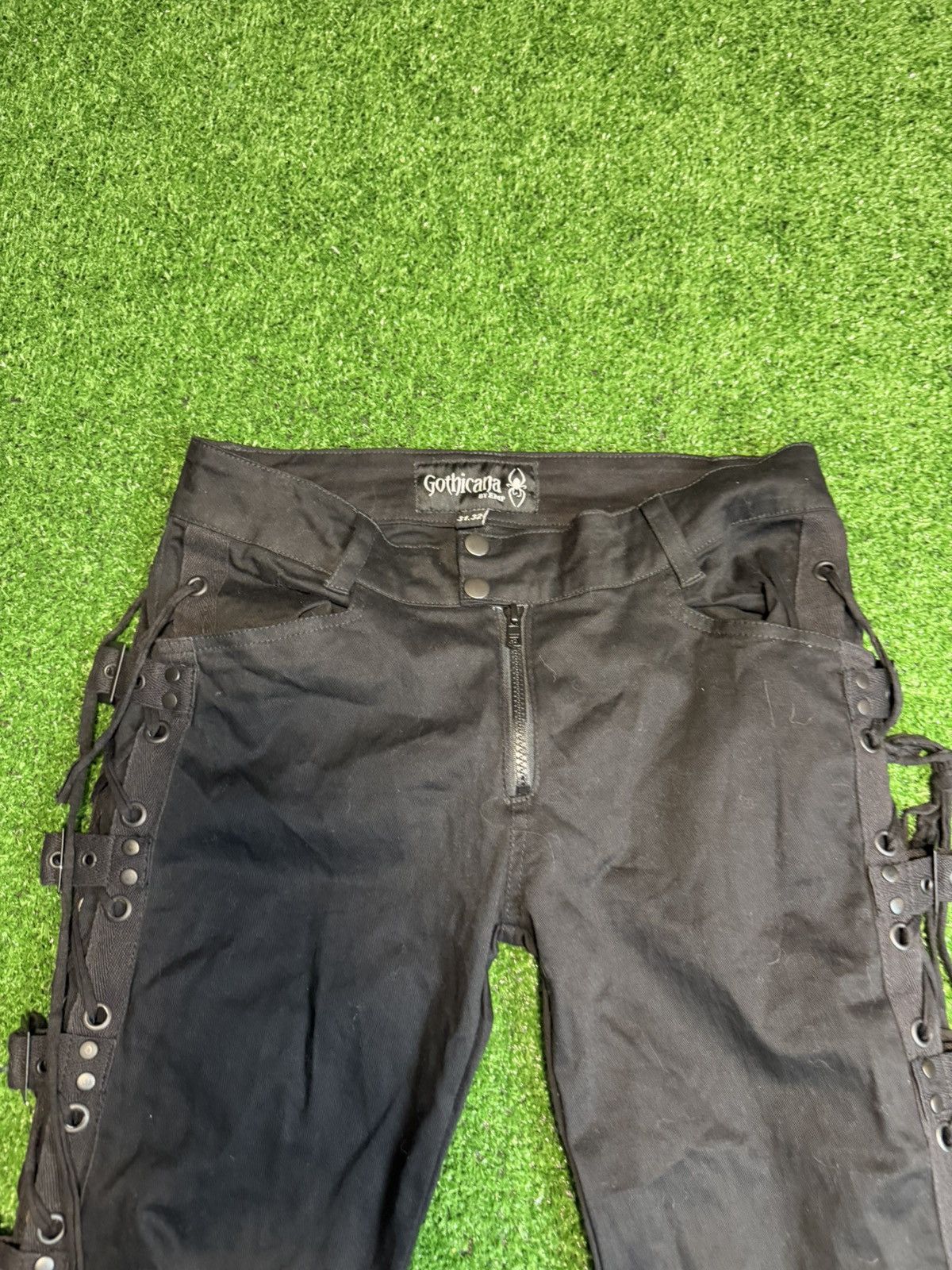 Vintage Avant Garde Gothicana Opium Black Buckle Detail Skarlet Pant Size 24" / US 00 / IT 34 - 3 Thumbnail