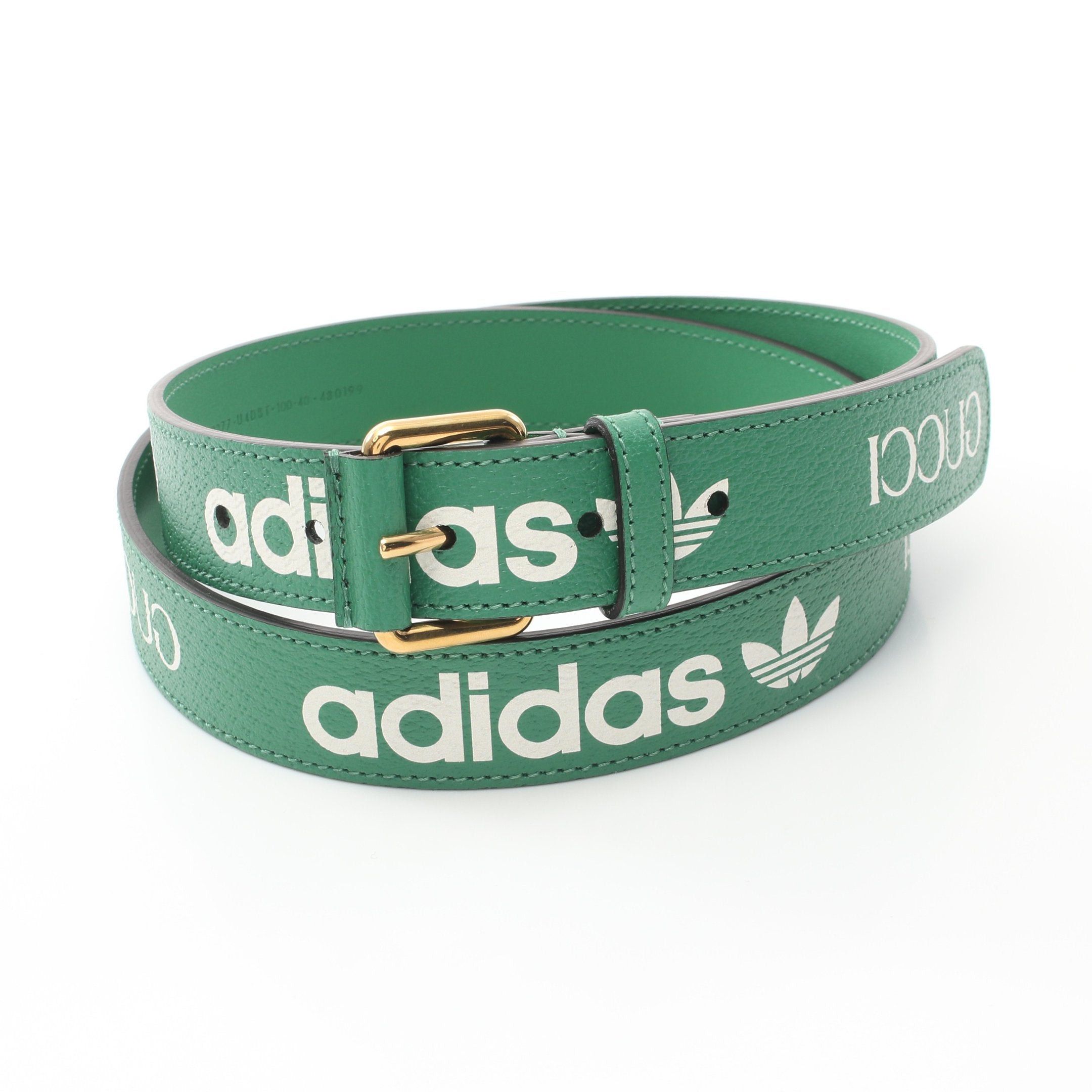 Gucci Gucci Gucci * Adidas Belt Leather Green White Size ONE SIZE - 1 Thumbnail