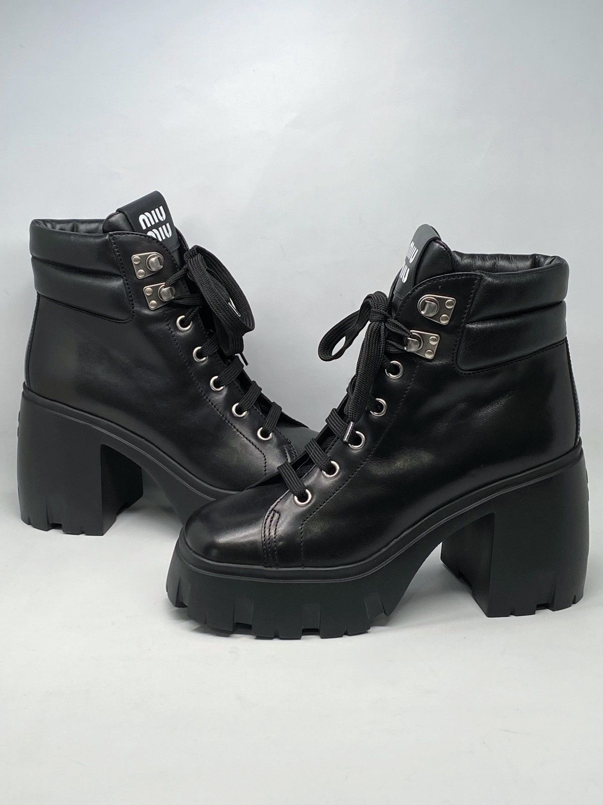 Miu Miu Miu Miu Block Heel Platform Combat Boots size 41 Size US 11 / IT 41 - 13 Thumbnail