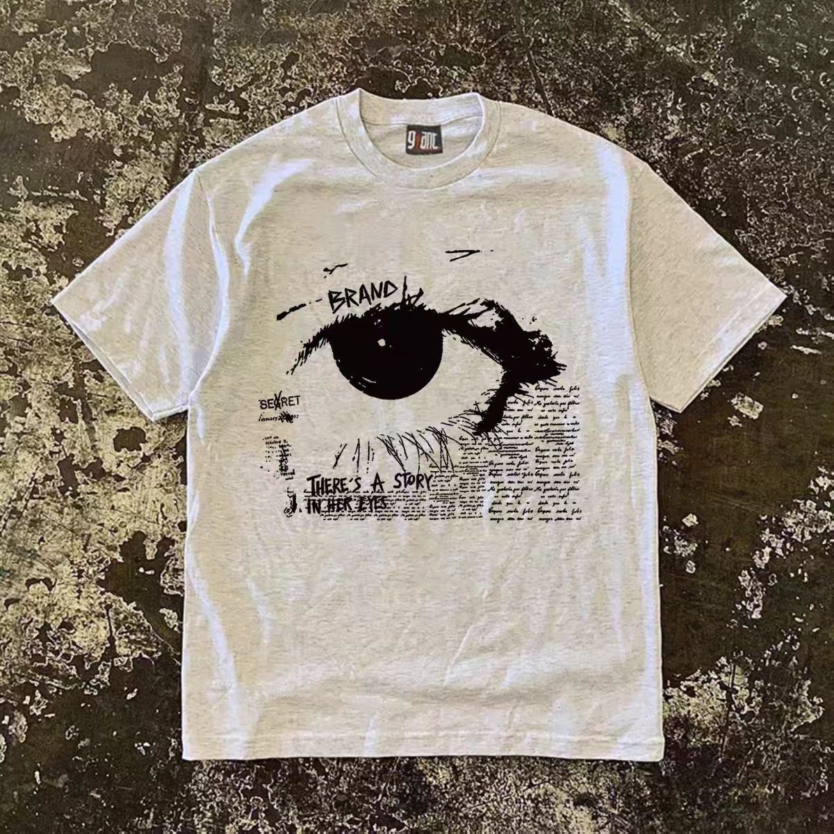 Vintage Washed Grey Vintage Eye Print tshirt Size US M / EU 48-50 / 2 - 1 Thumbnail