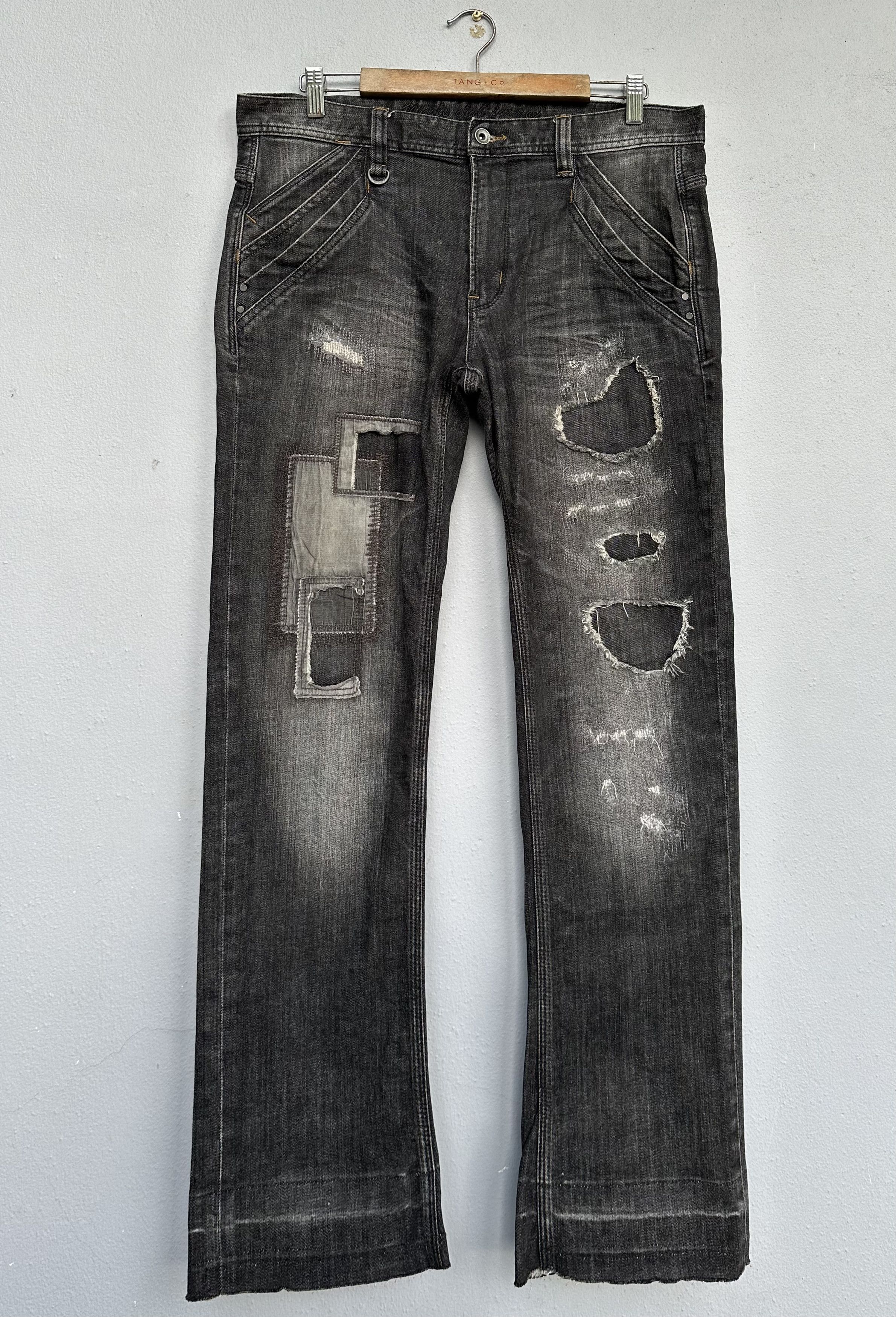 Nicole Club Japanese Brand NCFM Distressed Patchwork Denim Released Hem Size US 35 - 11 Thumbnail