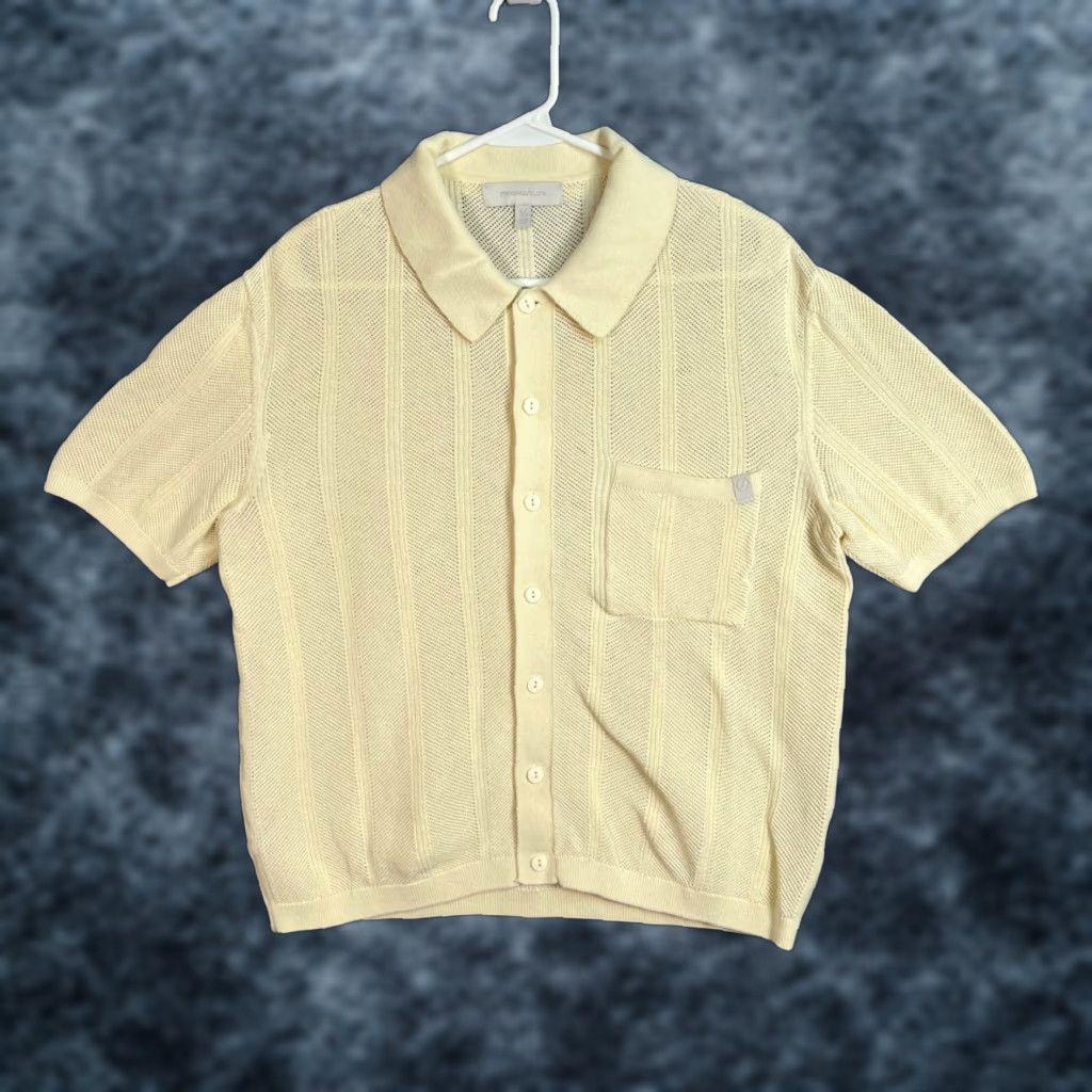 CLOT VINTAGE Standard Cloth Shirt Adult Mens Small Yellow Knit Button-Up Short Sleeve Shirt Mens Small Yellow Knit Button-Up Shirt Size US S / EU 44-46 / 1 - 1 Thumbnail