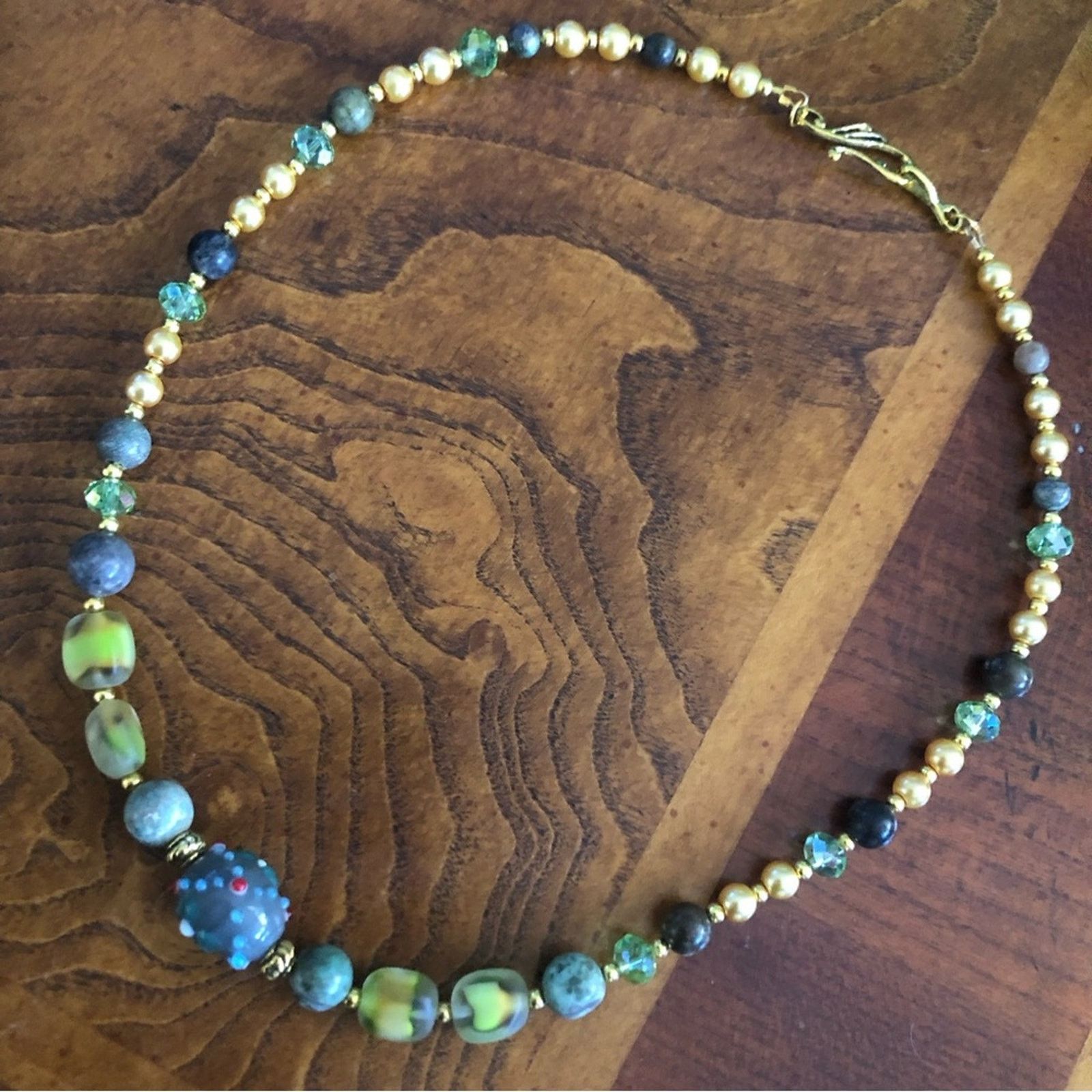 Handmade Handcrafted vintage glass lamplight stone necklace Size ONE SIZE - 9 Thumbnail