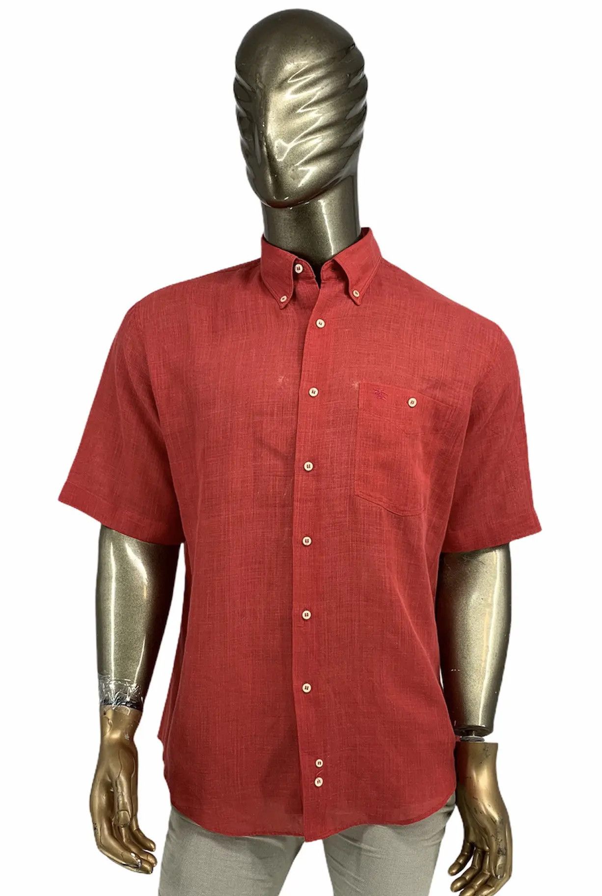 Burberry 🔥 Burberrys red shirt xl vintage linen lino Size US XL / EU 56 / 4 - 5 Thumbnail