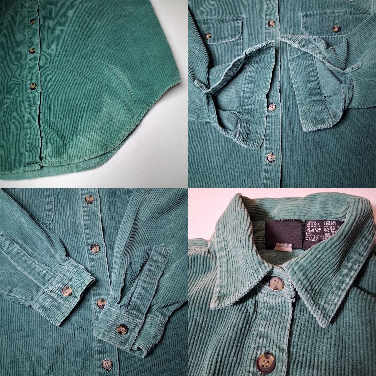 Vintage VINTAGE Stefano Basics Corduroy Shirt Medium Wide Wale Distressed Grunge Work Green WOMEN Shirt Jacket 90s Fashion Size M / US 6-8 / IT 42-44 - 8 Thumbnail