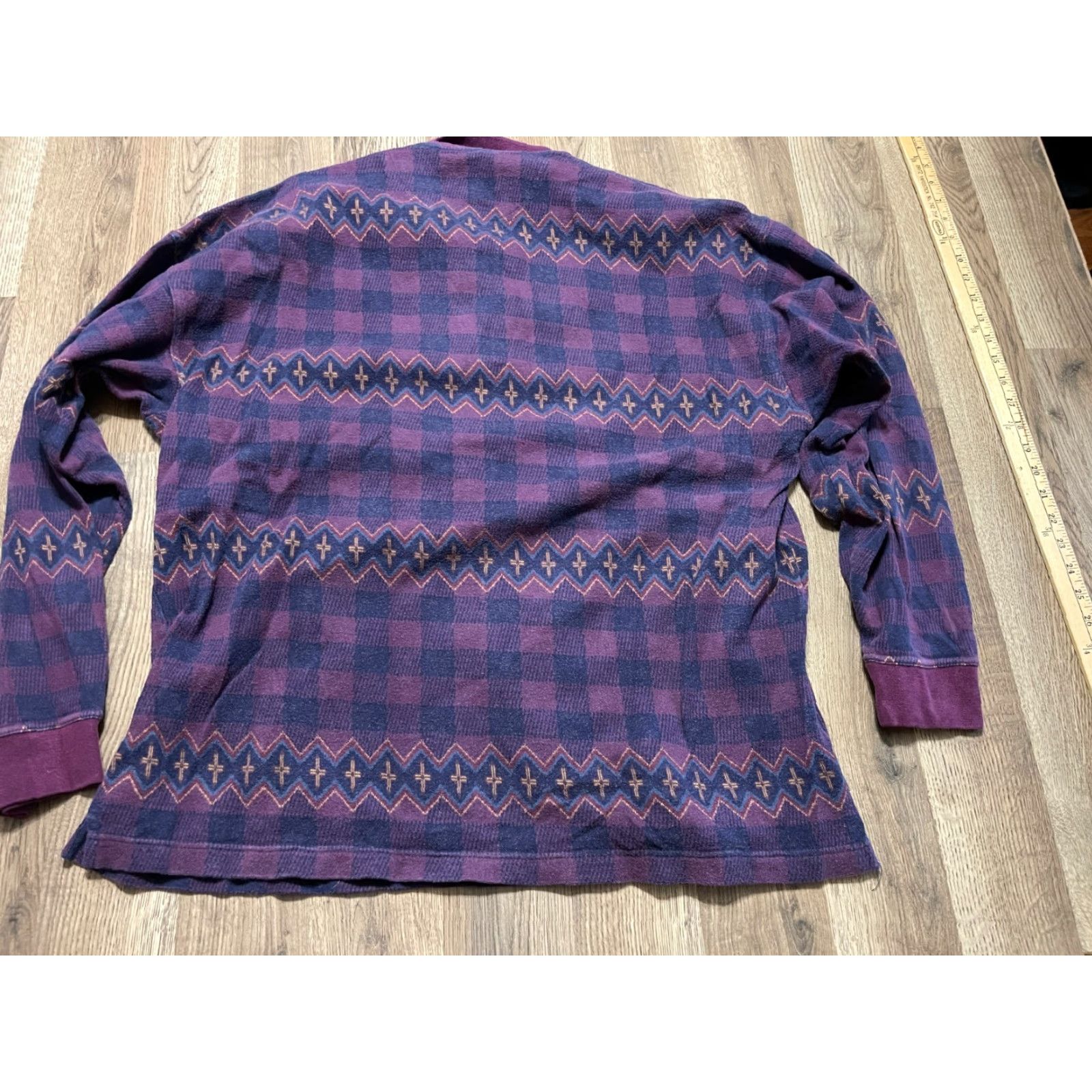 Croft & Barrow Croft & Barrow Shirt, Men's XL, Plaid, Long Sleeve, 1/4 Button, Purple Blue, Casual, Regular Fit, Vintage: No Size US XL / EU 56 / 4 - 2 Thumbnail
