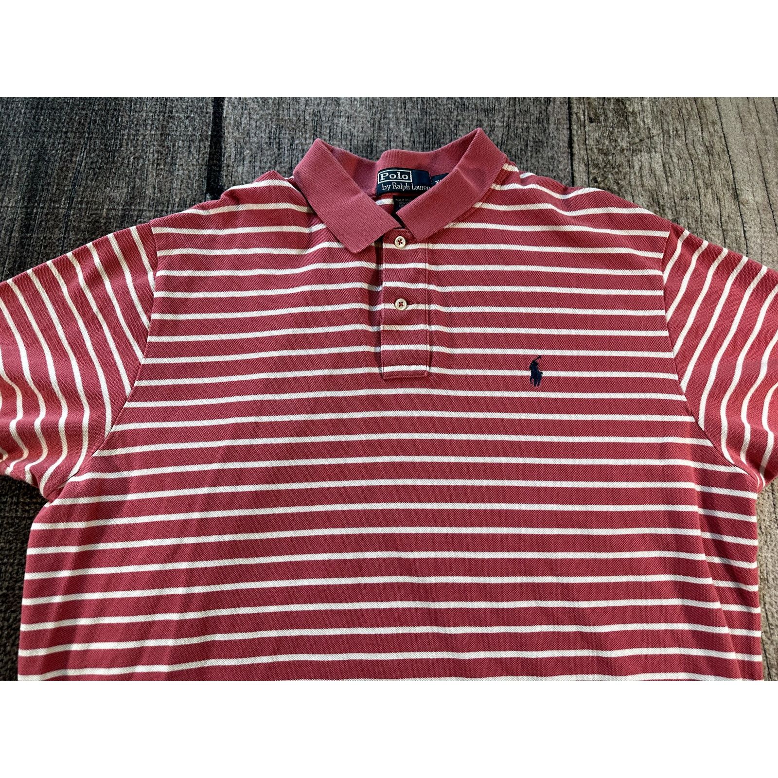 Polo Ralph Lauren Polo Ralph Lauren Pink White Striped Cotton Polo Shirt XXL Size US XXL / EU 58 / 5 - 2 Thumbnail