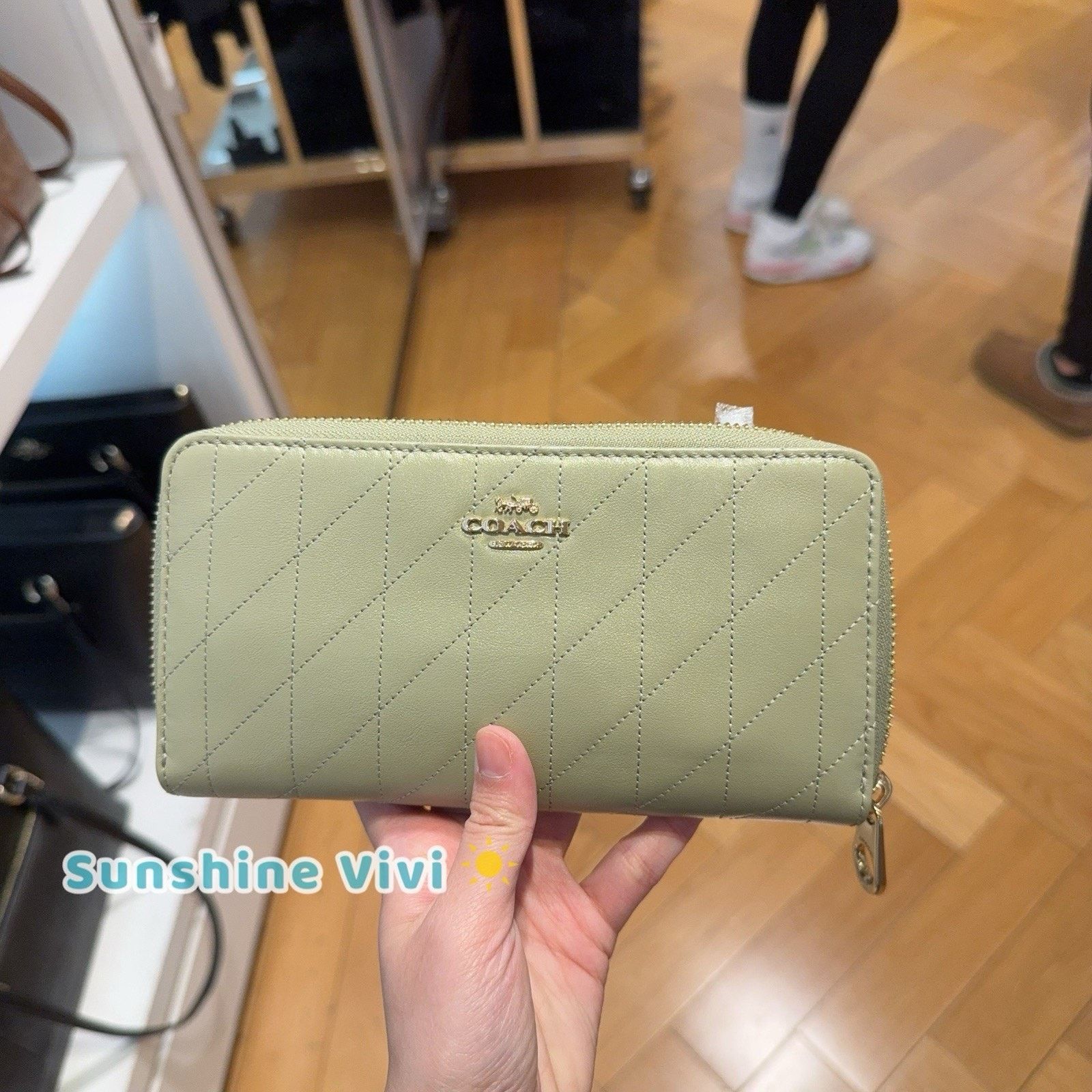 Coach NWT COACH Long Zip Around Wallet Quilting CEL63 IM/PISTACHIO Size ONE SIZE - 1 Thumbnail