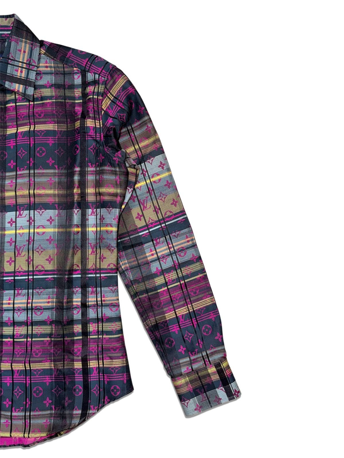 Louis Vuitton LOUIS VUITTON M Long Sleeves Silk Dress Shirt Check Plaid Size US M / EU 48-50 / 2 - 6 Thumbnail
