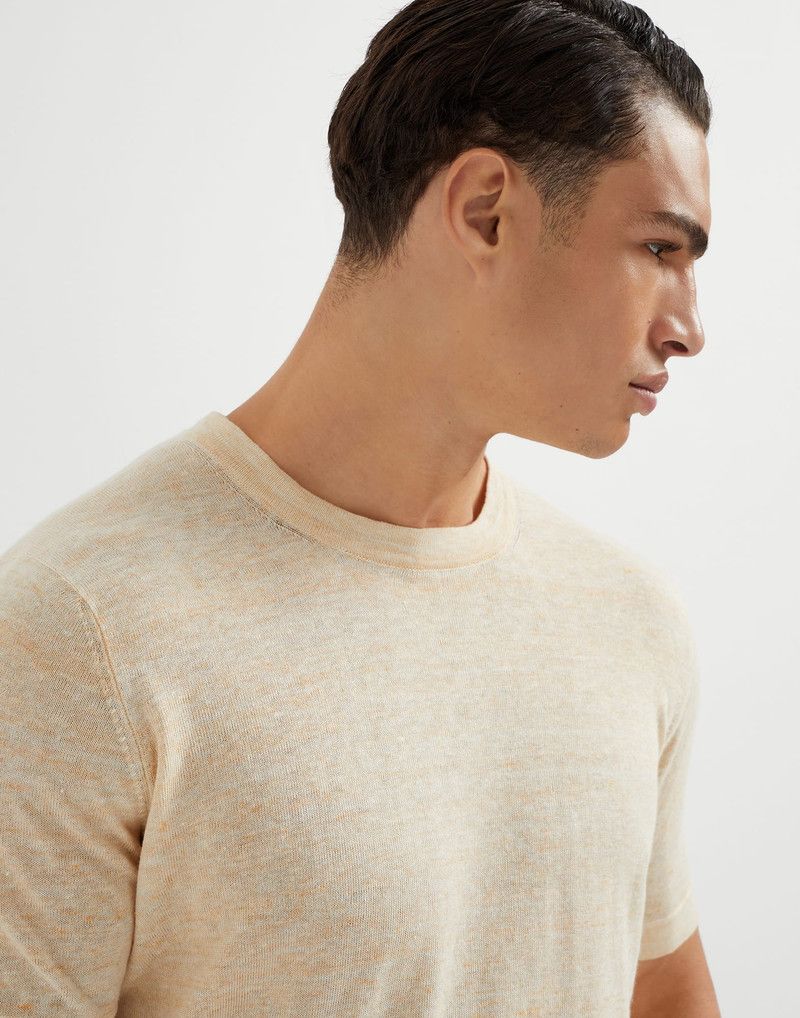 Brunello Cucinelli o1la1rc1a0326 Linen And Cotton Knit T-Shirt in Beige Size US S / EU 44-46 / 1 - 3 Thumbnail