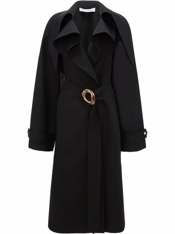 JW Anderson JW Anderson Black Belted Trench Coat with Gold Buckle Size M / US 6-8 / IT 42-44 - 2 Thumbnail
