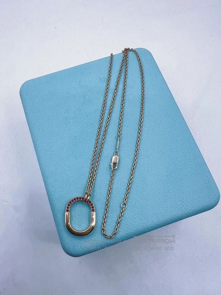 Tiffany & Co. Tiffany Lock Rose Gold Ruby Necklace. Size ONE SIZE - 3 Thumbnail