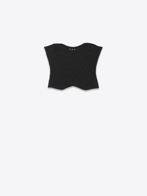 o1s1wg111224 Crochet Bustier in Wool in Black