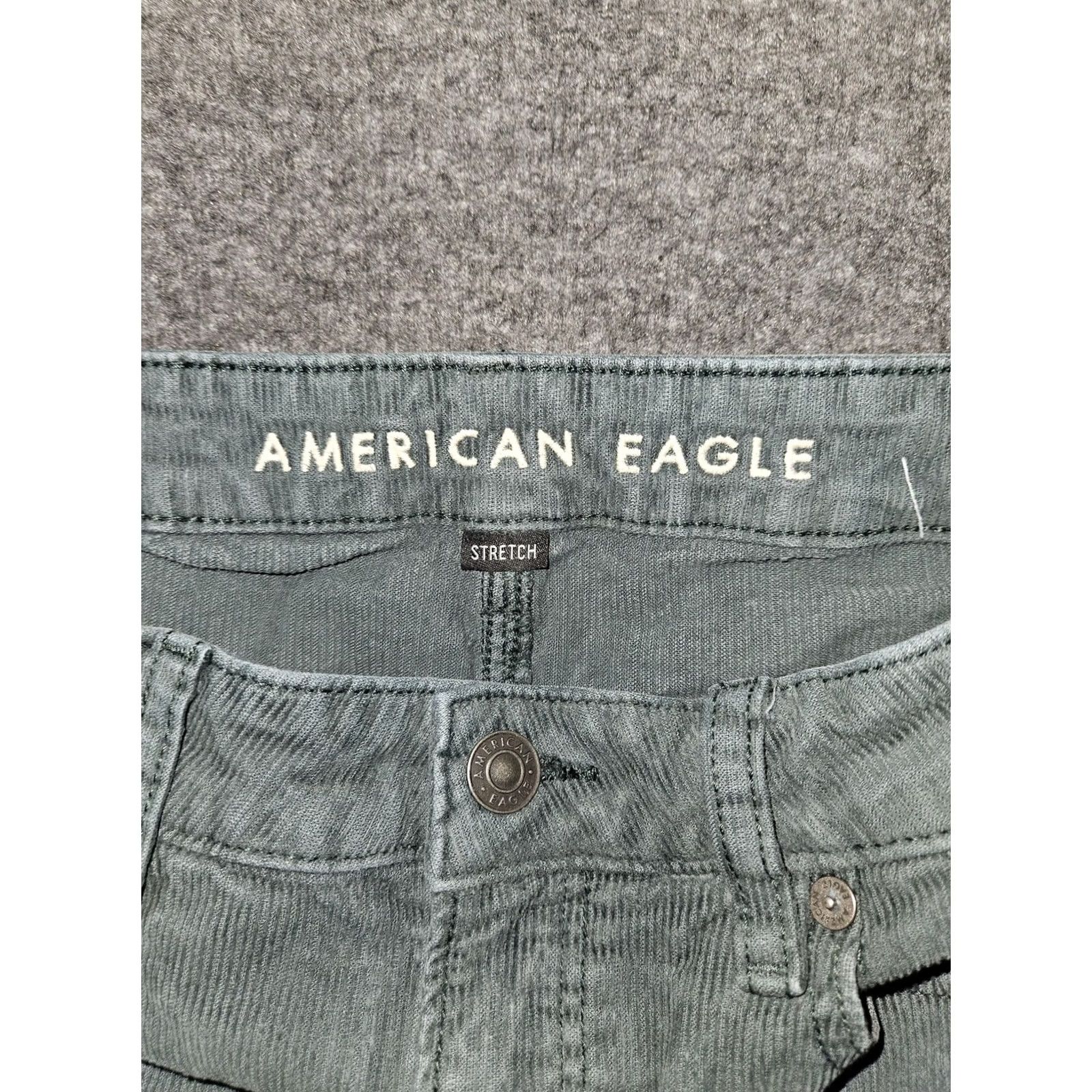 Vintage VINTAGE American Eagle Mom Straight Jean Womens 6 Green Corduroy Stretch High Rise Pants Size 28" / US 6 / IT 42 - 2 Thumbnail