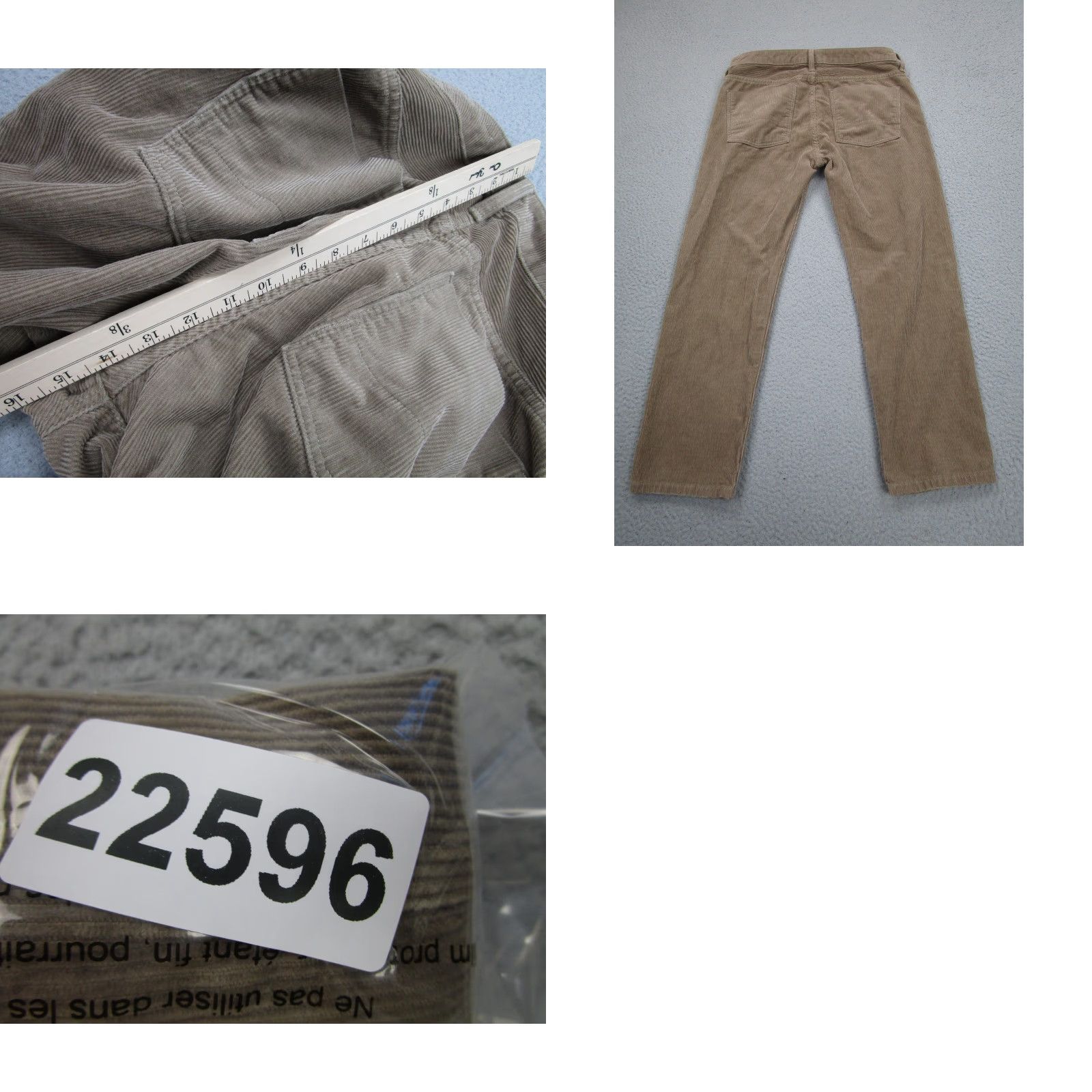 Vince Vince Womens 4 Beige Corduroy Straight Leg Pants Button Fly Casual Pants Size 27" / US 4 / IT 40 - 9 Thumbnail