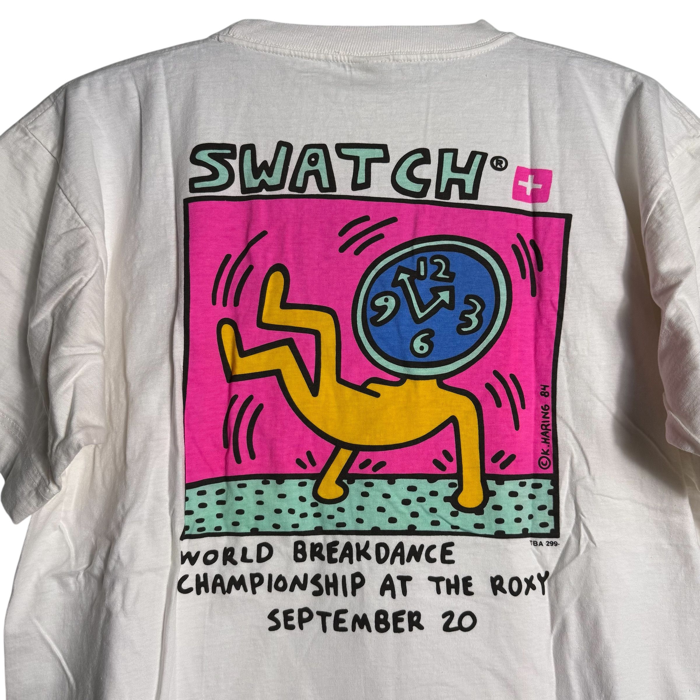 Keith Haring 🔥RARE🔥Vintage Keith Haring Swatch World Breakdance T-shirt Size US L / EU 52-54 / 3 - 2 Thumbnail