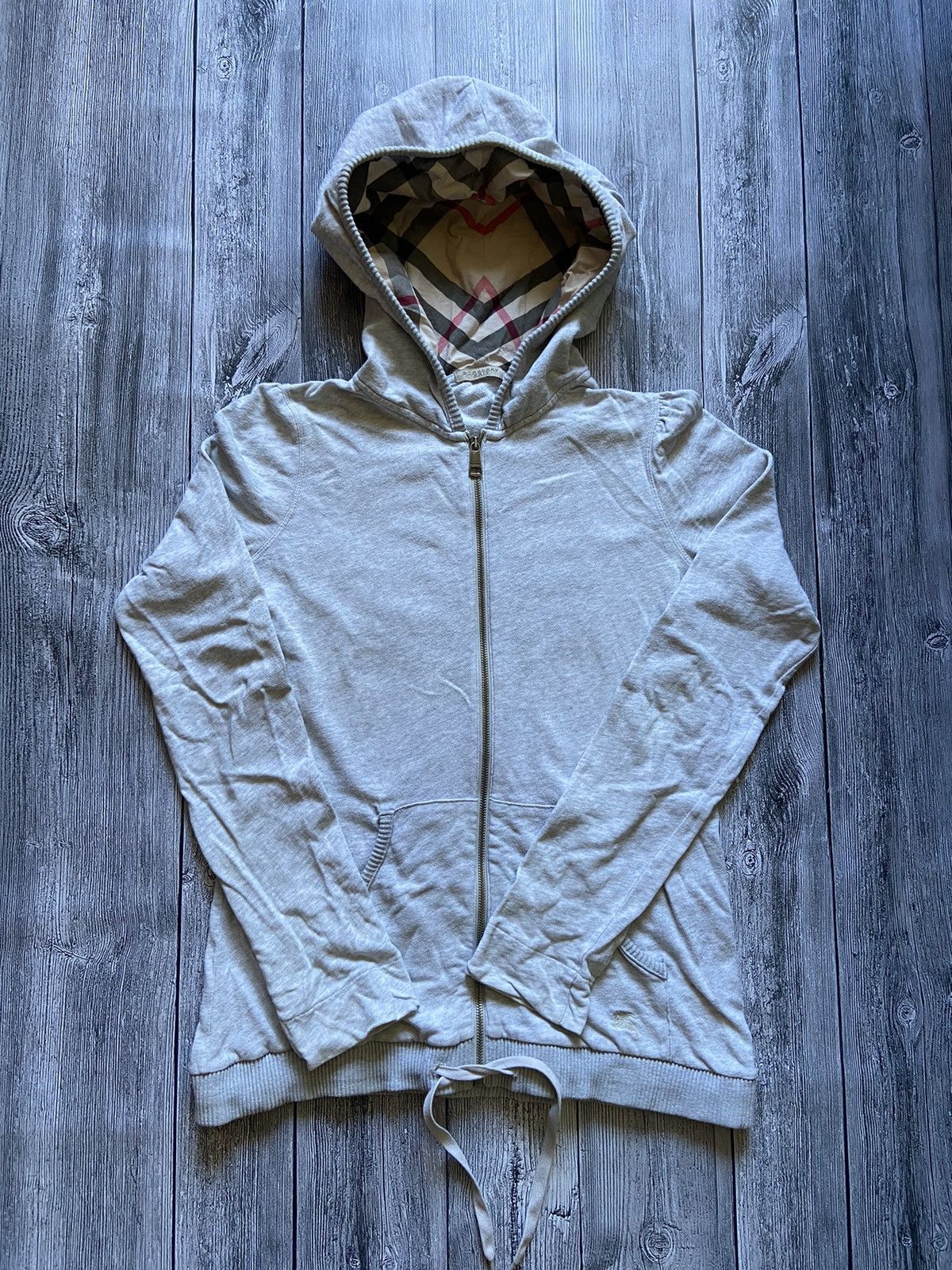 Burberry Burberry Brit Womens Grey Zip Up Hoodie Y2k Grailed