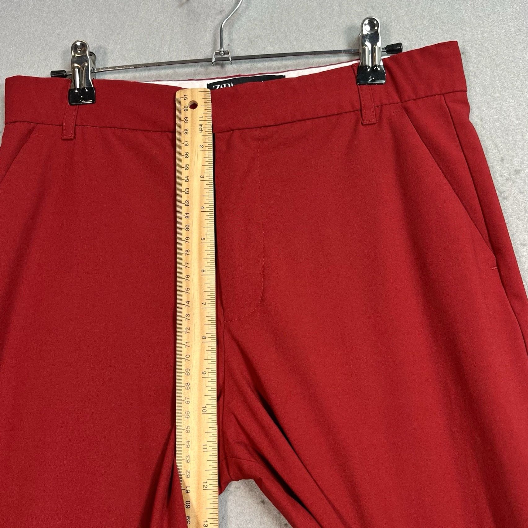 Zara Zara Pants Womens Small Maroon Red Straight Leg Ankle Slit Size 32" / US 10 / IT 46 - 7 Thumbnail