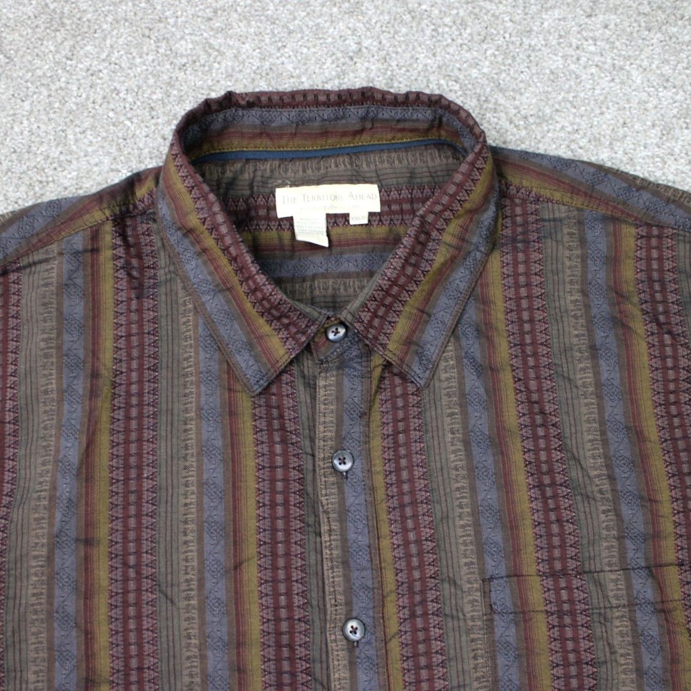 The Territory Ahead Territory Ahead The Territory Ahead Shirt Mens 2XLT XXL-Tall Brown 100% Cotton Long Sleeve Button-Up Geometric 54 in Chest Mens Big & Tall Size US XXL / EU 58 / 5 - 4 Thumbnail
