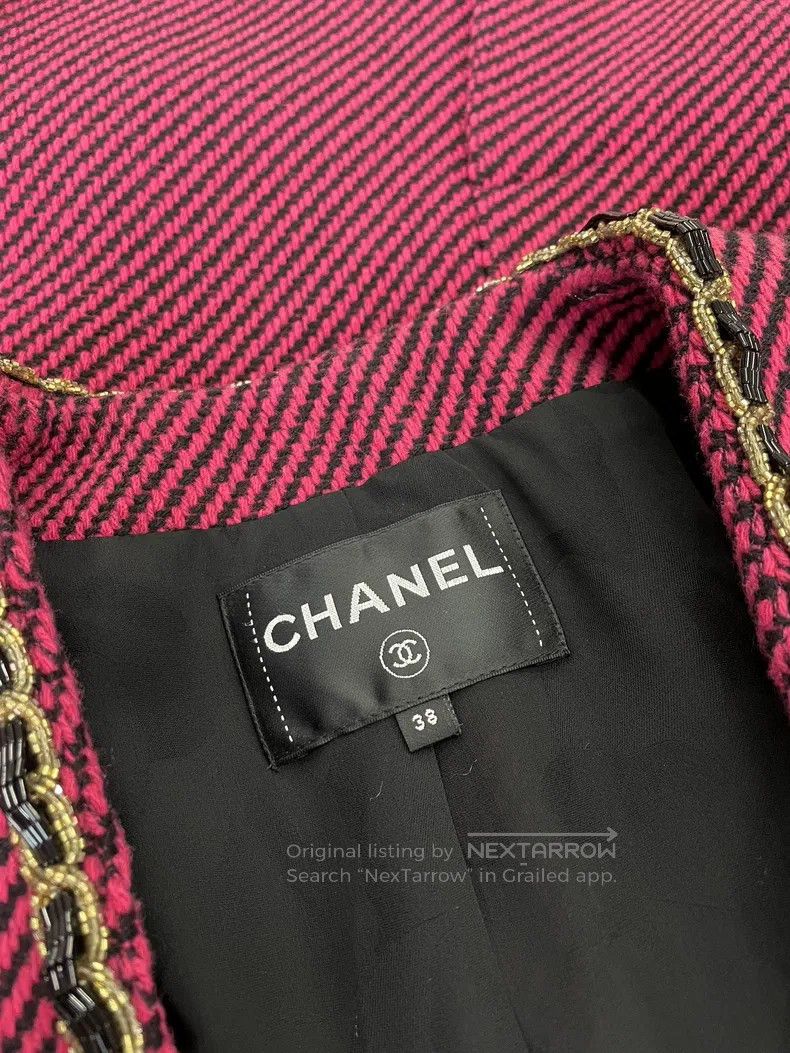 Chanel Chanel 20A red beaded rolled tweed jacket Size XS / US 0-2 / IT 36-38 - 5 Thumbnail