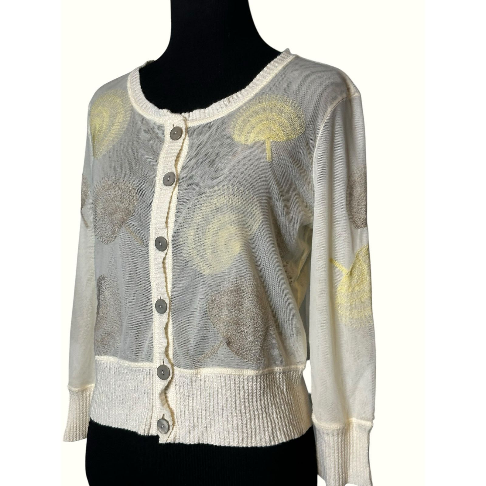 NIC+ZOE Nic + Zoe Cream Floral Embroidered Sweater size Small Size S / US 4 / IT 40 - 7 Thumbnail