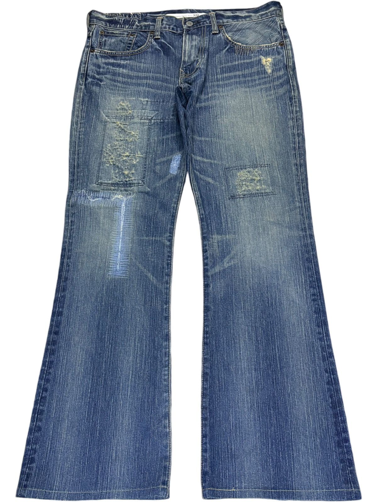 Edwin × Japanese Brand Exclusive Vintage Edwin XV Mud Wash Patched Flare Jeans Size US 35 - 1 Thumbnail